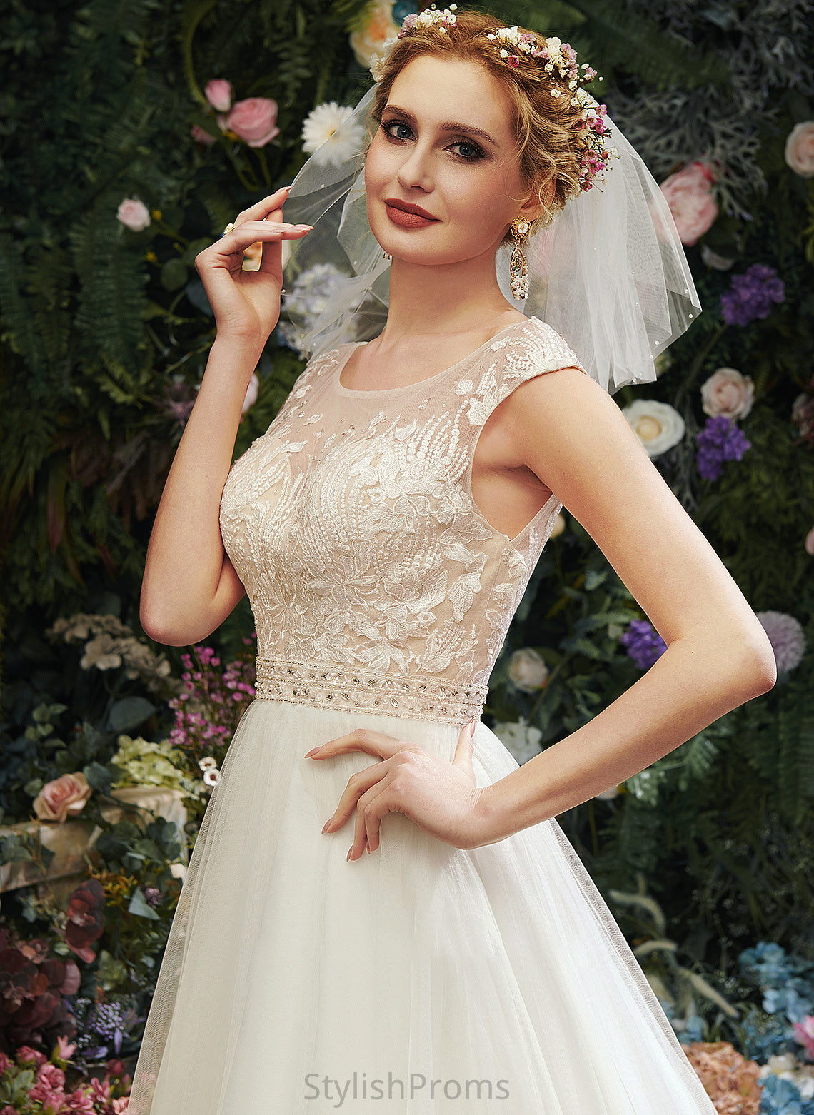 Wedding Dresses Wedding A-Line Dress Illusion Tricia Lace Train Beading With Court Sequins