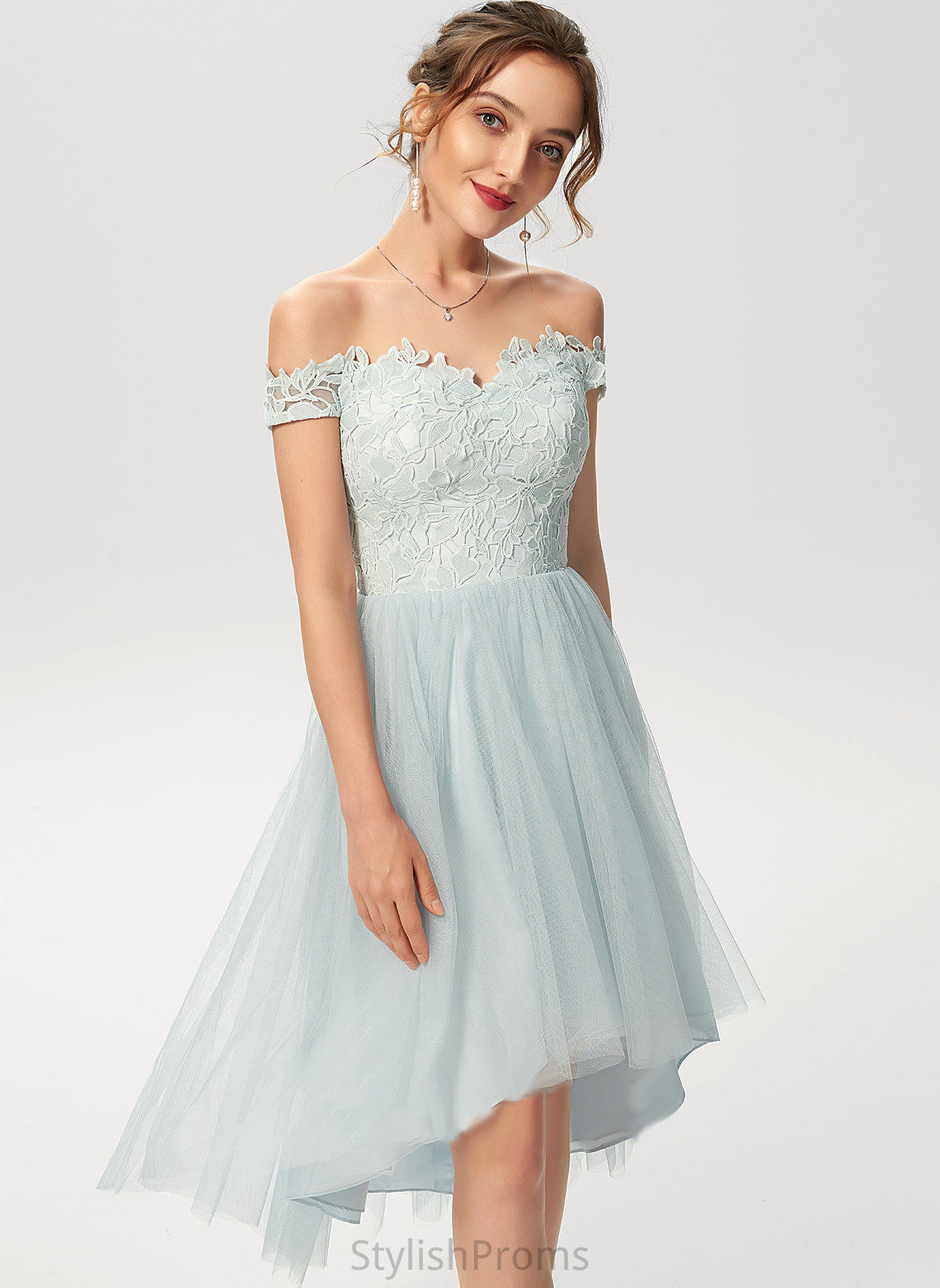 Lace A-Line Off-the-Shoulder Cocktail Dresses Aria Cocktail Tulle Dress Asymmetrical