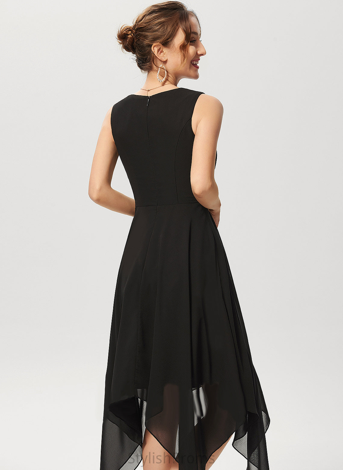 Cocktail Akira Chiffon A-Line Asymmetrical Dress V-neck Cocktail Dresses