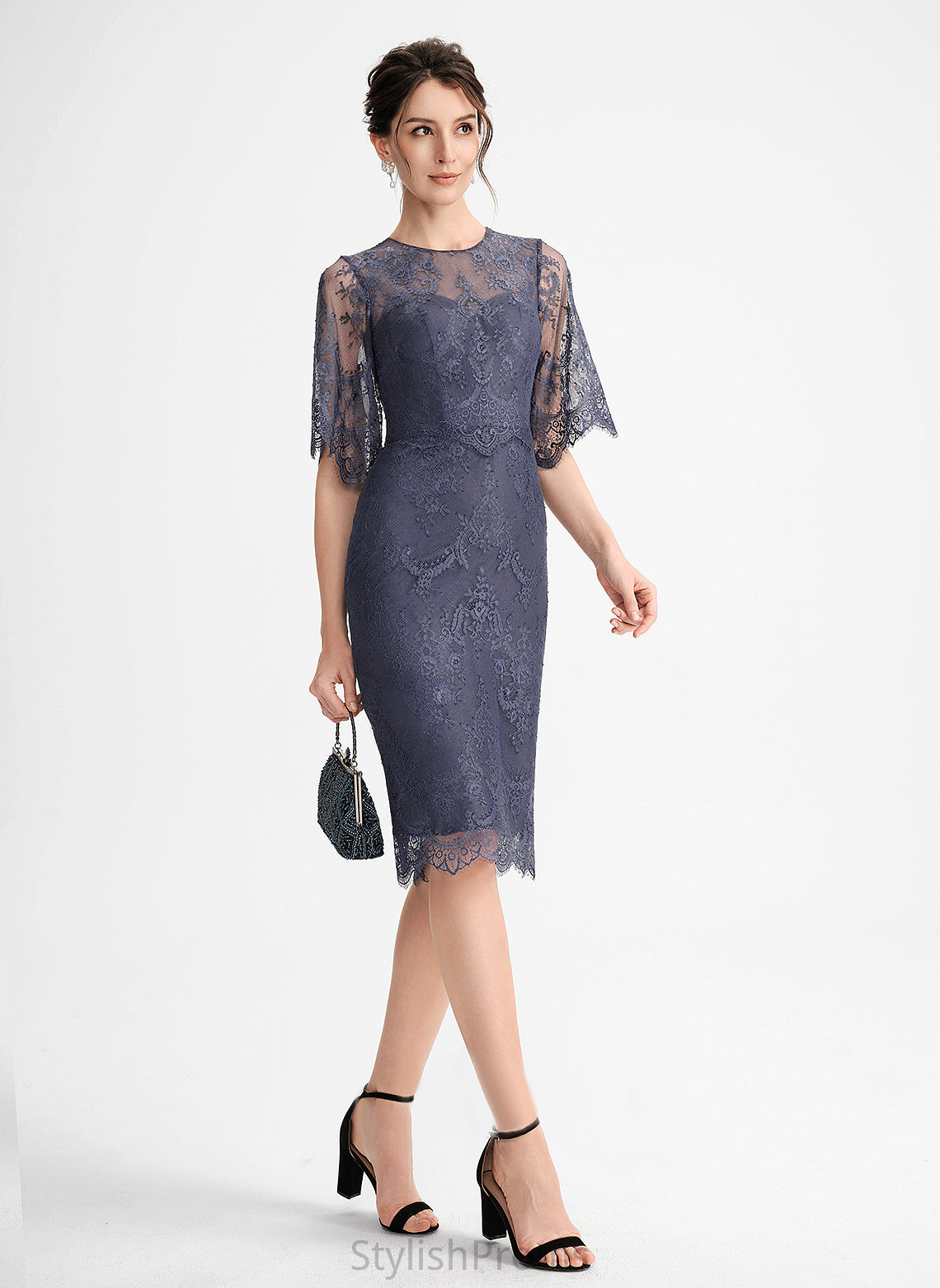 Cocktail Lace Lace Knee-Length Neck Cocktail Dresses Nellie With Dress Scoop Sheath/Column