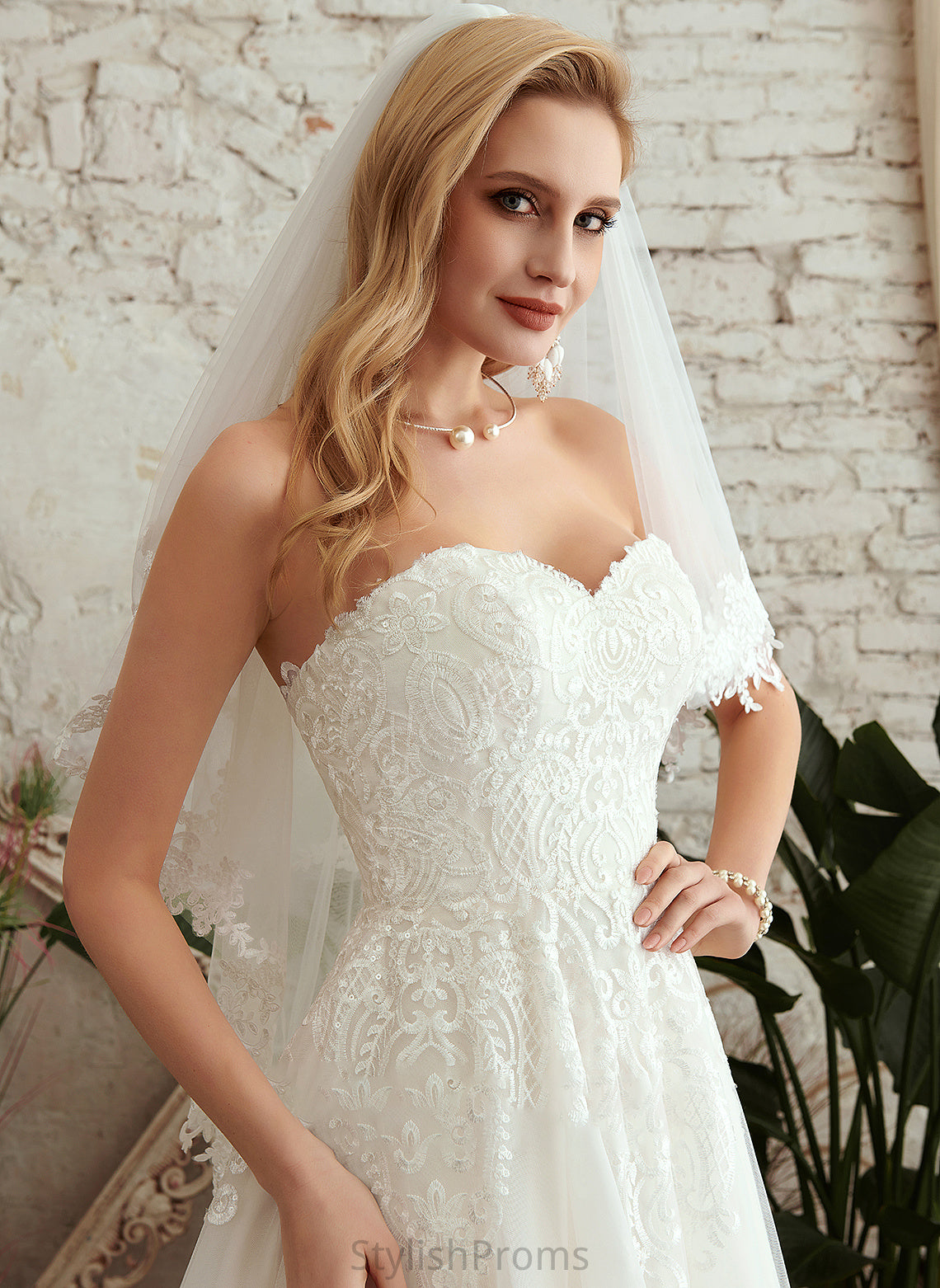 Court Train Wedding Lace A-Line Sweetheart Dress With Gwen Wedding Dresses