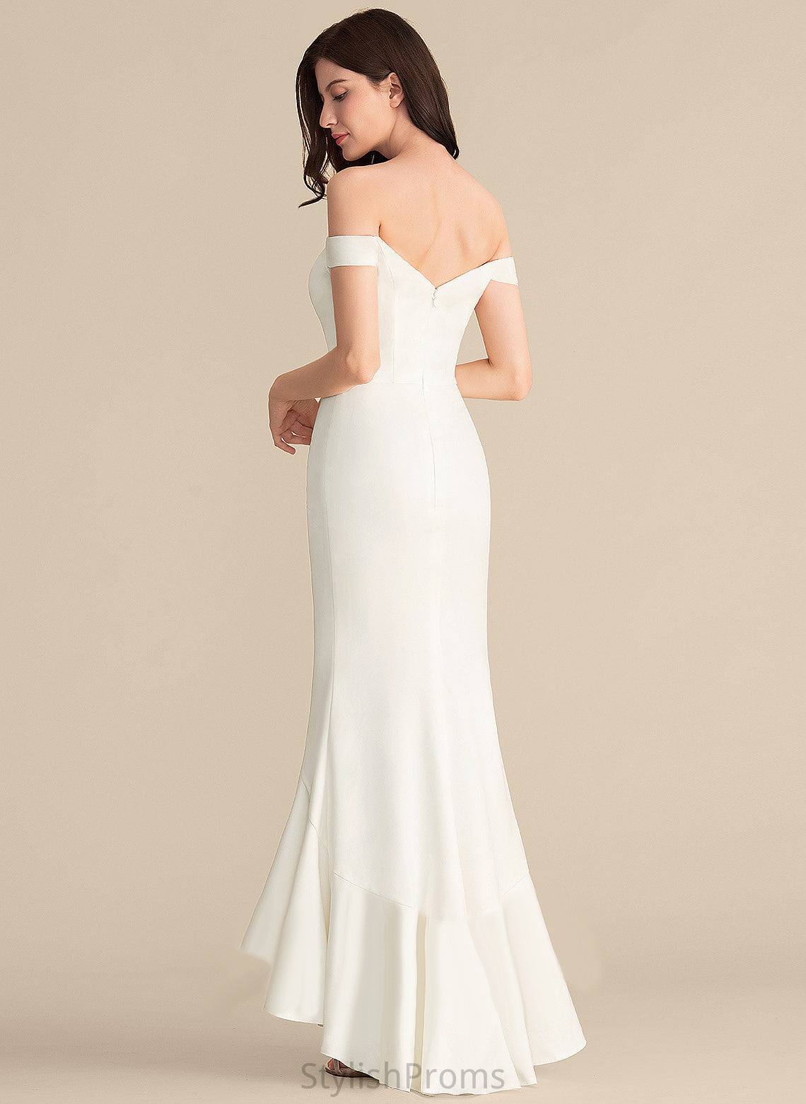 Lyric With Off-the-Shoulder Wedding Trumpet/Mermaid Wedding Dresses Ruffles Dress Asymmetrical Cascading