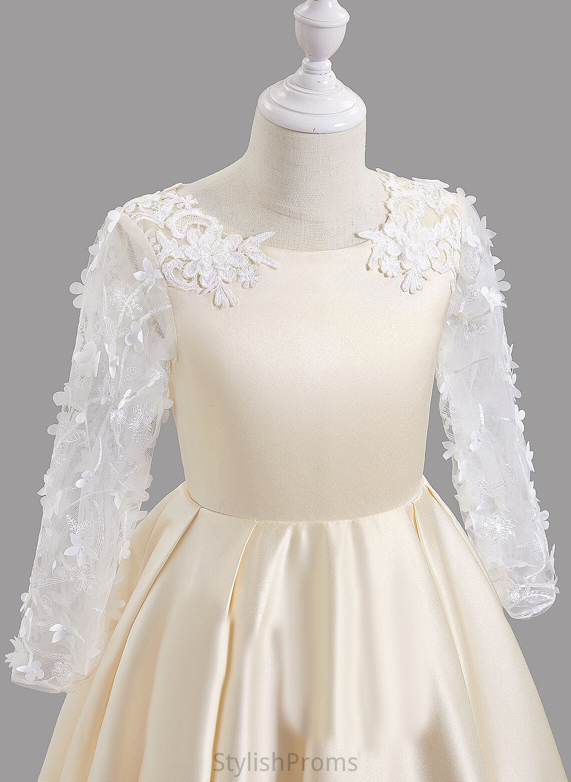 Scoop Sweep Long Bow(s)/Back With Satin Flower Girl Dresses Flower Sleeves Giuliana Train Neck - Dress Hole A-Line Girl