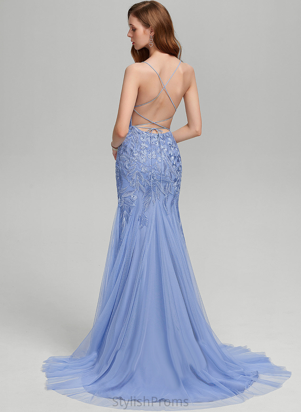 Prom Dresses Tulle With Parker Trumpet/Mermaid Train Sequins Sweep Square Lace