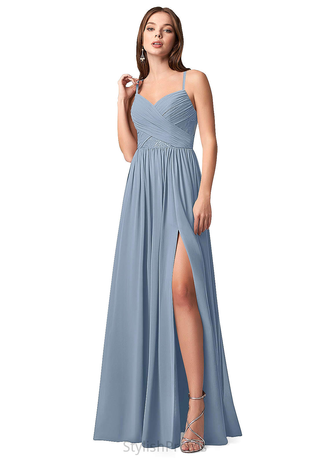 Jeanie Sleeveless Straps Natural Waist Floor Length Trumpet/Mermaid Bridesmaid Dresses