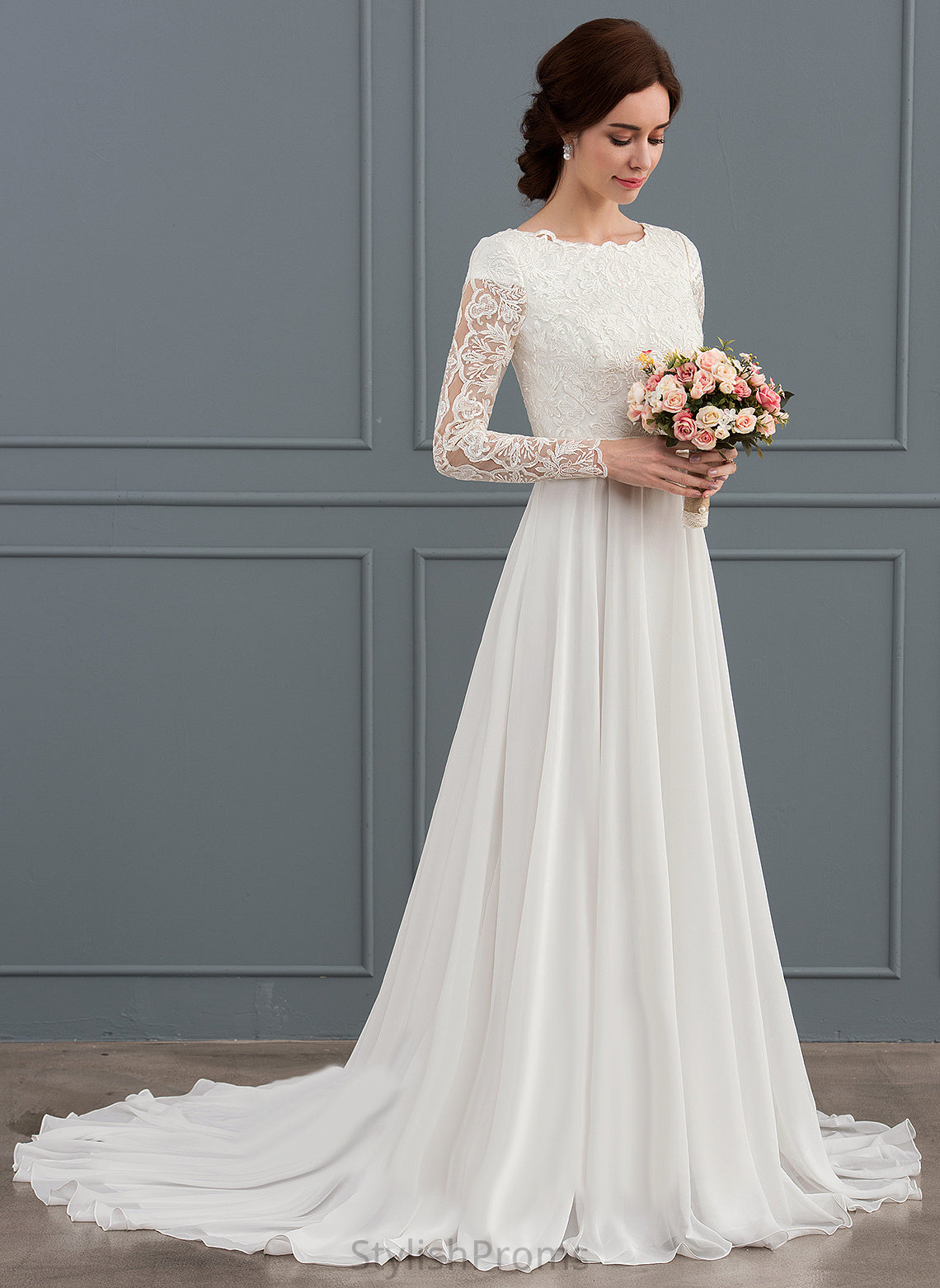 Wedding Dresses Train Dress With Chiffon Lace Court Beading A-Line Zara Wedding