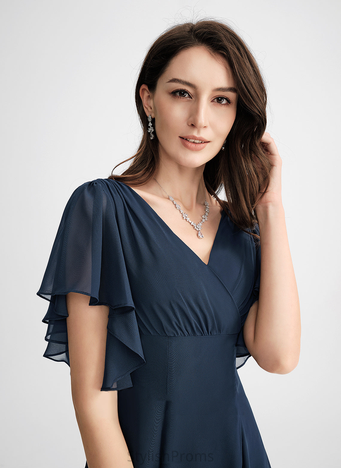 Chiffon Cocktail V-neck Lucille Knee-Length Dress A-Line Cocktail Dresses