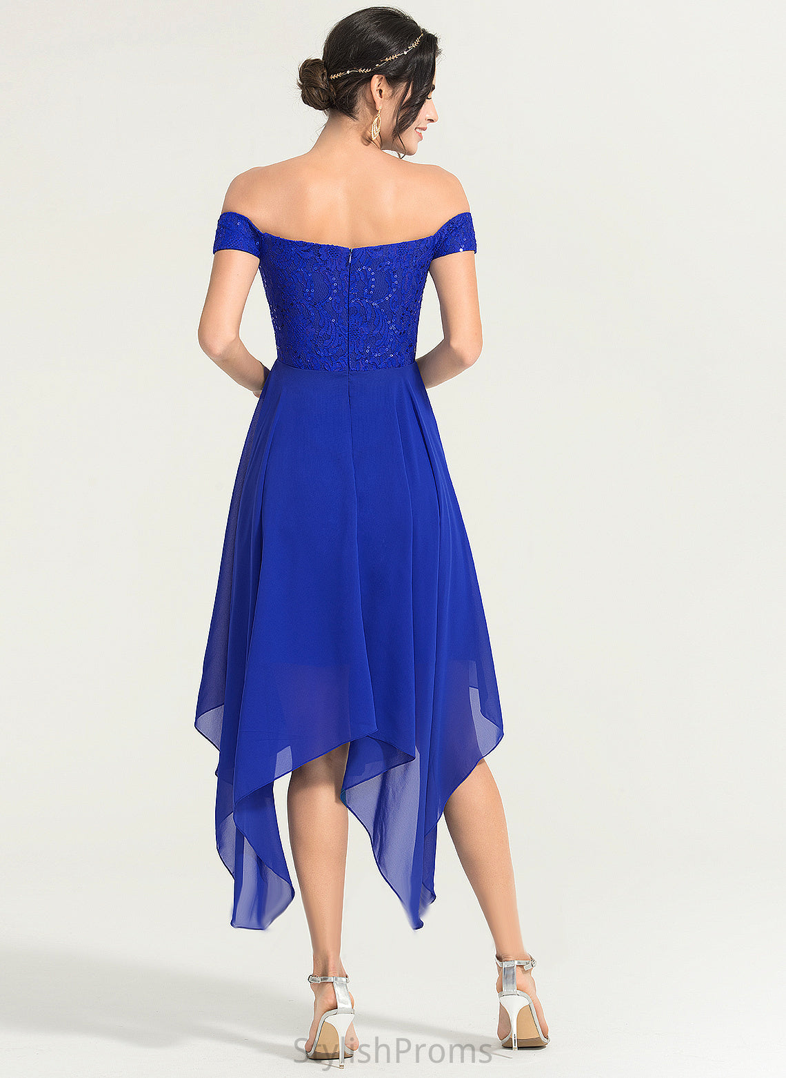 Beading Chiffon Off-the-Shoulder Mylee With Lace A-Line Cocktail Dress Cocktail Dresses Asymmetrical