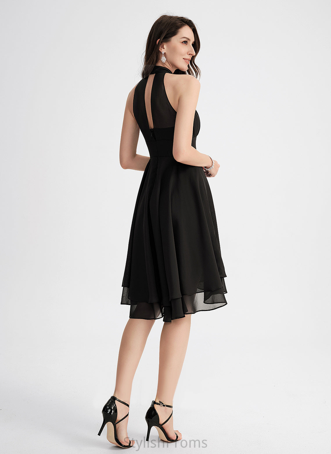 Dress Neck Pleated Chiffon Asymmetrical Cocktail Dresses Scoop Cocktail Sadie With A-Line