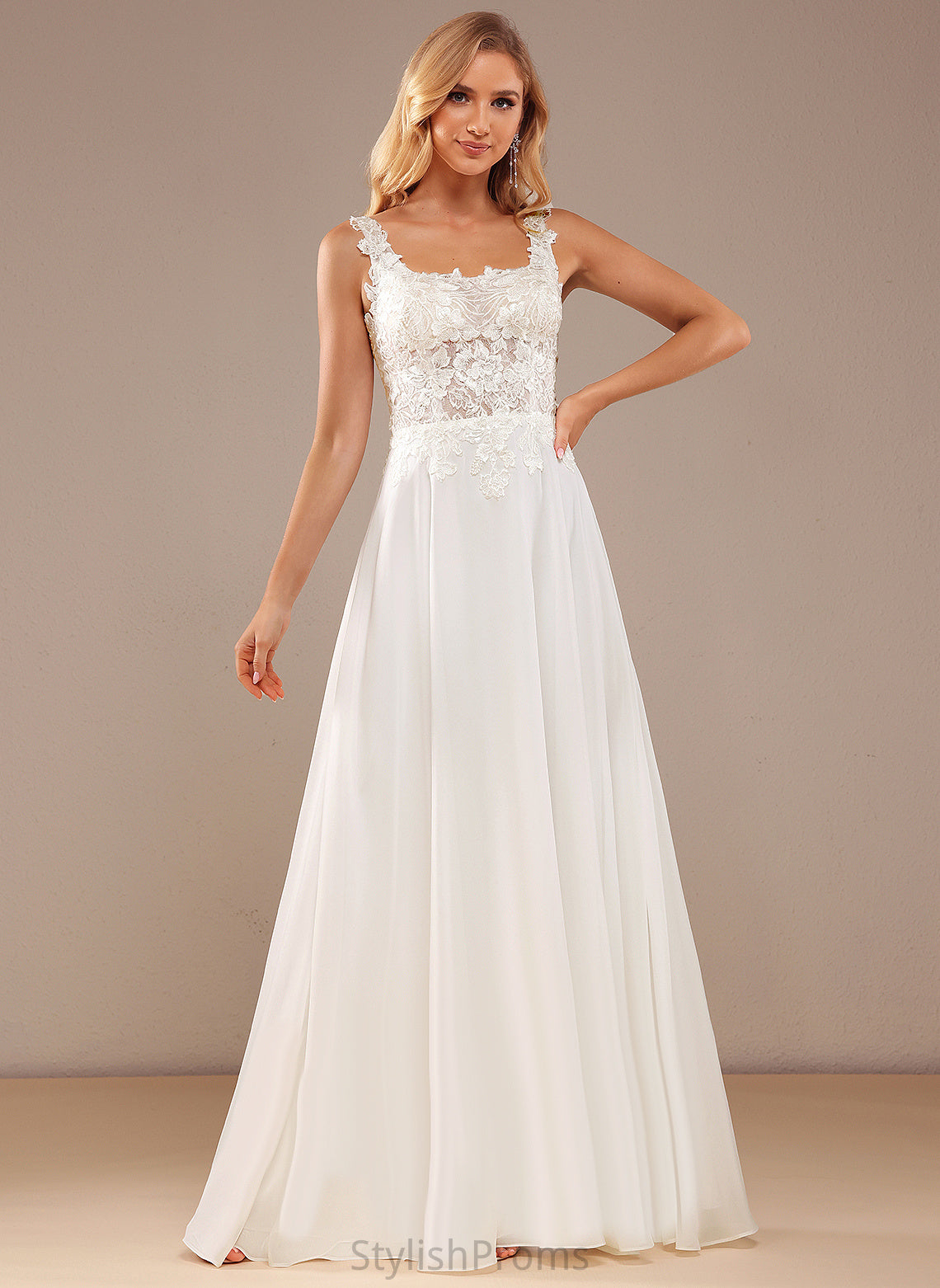 Lace Square Wedding Chiffon With Wedding Dresses Dress Floor-Length Reagan Sequins A-Line