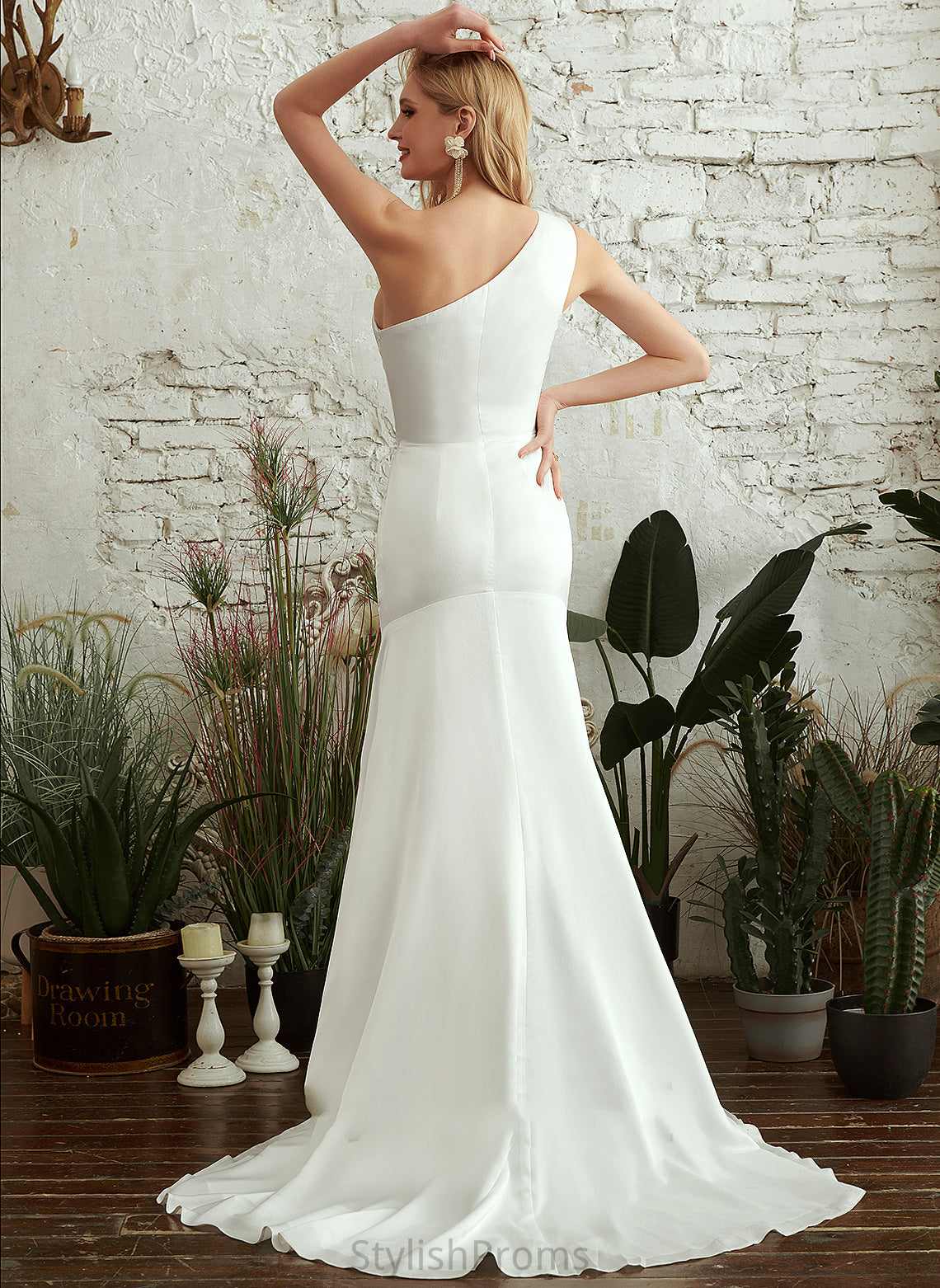 Train Wedding Dresses One-Shoulder Trumpet/Mermaid Dress Anabella Sweep Wedding