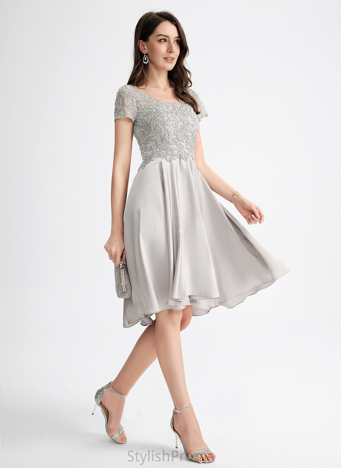 Sequins Cocktail Cocktail Dresses Dress With Asymmetrical Neck Scoop Jadyn A-Line Satin