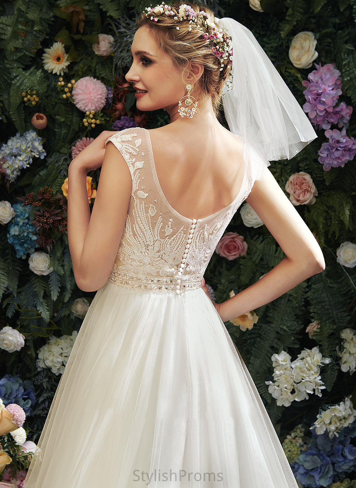 Wedding Dresses Wedding A-Line Dress Illusion Tricia Lace Train Beading With Court Sequins