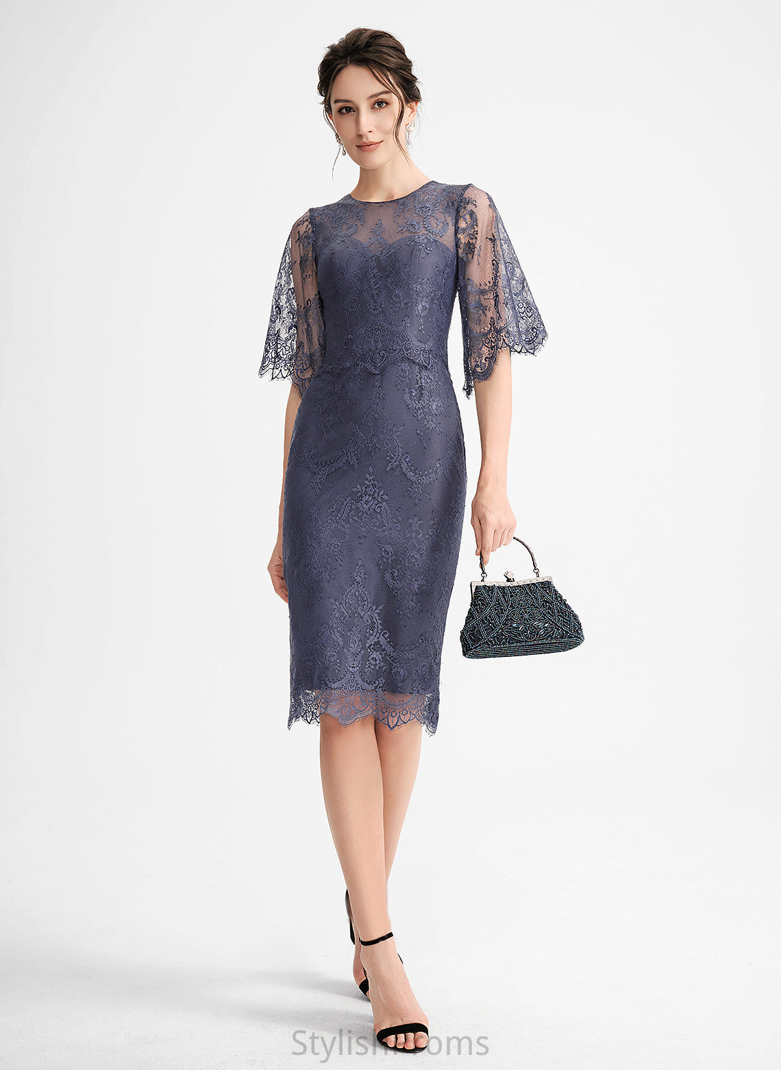 Cocktail Lace Lace Knee-Length Neck Cocktail Dresses Nellie With Dress Scoop Sheath/Column