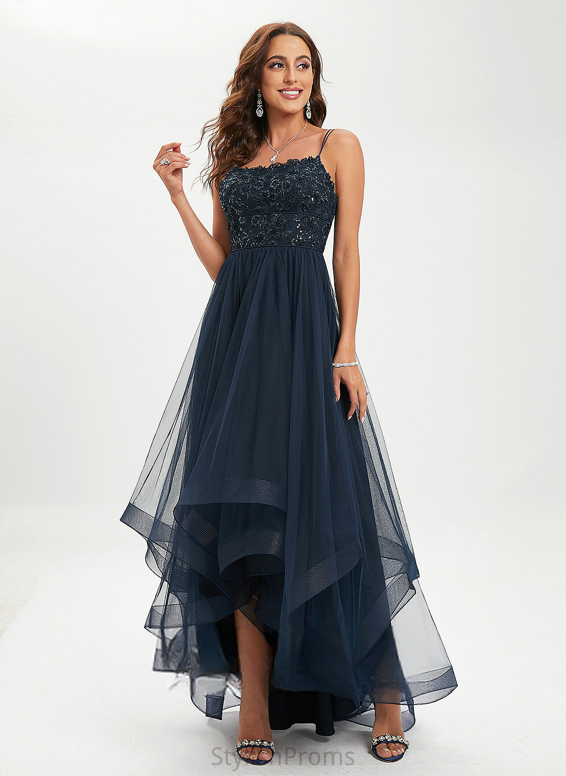 Sequins Lace With Prom Dresses Christine Scoop Ball-Gown/Princess Asymmetrical