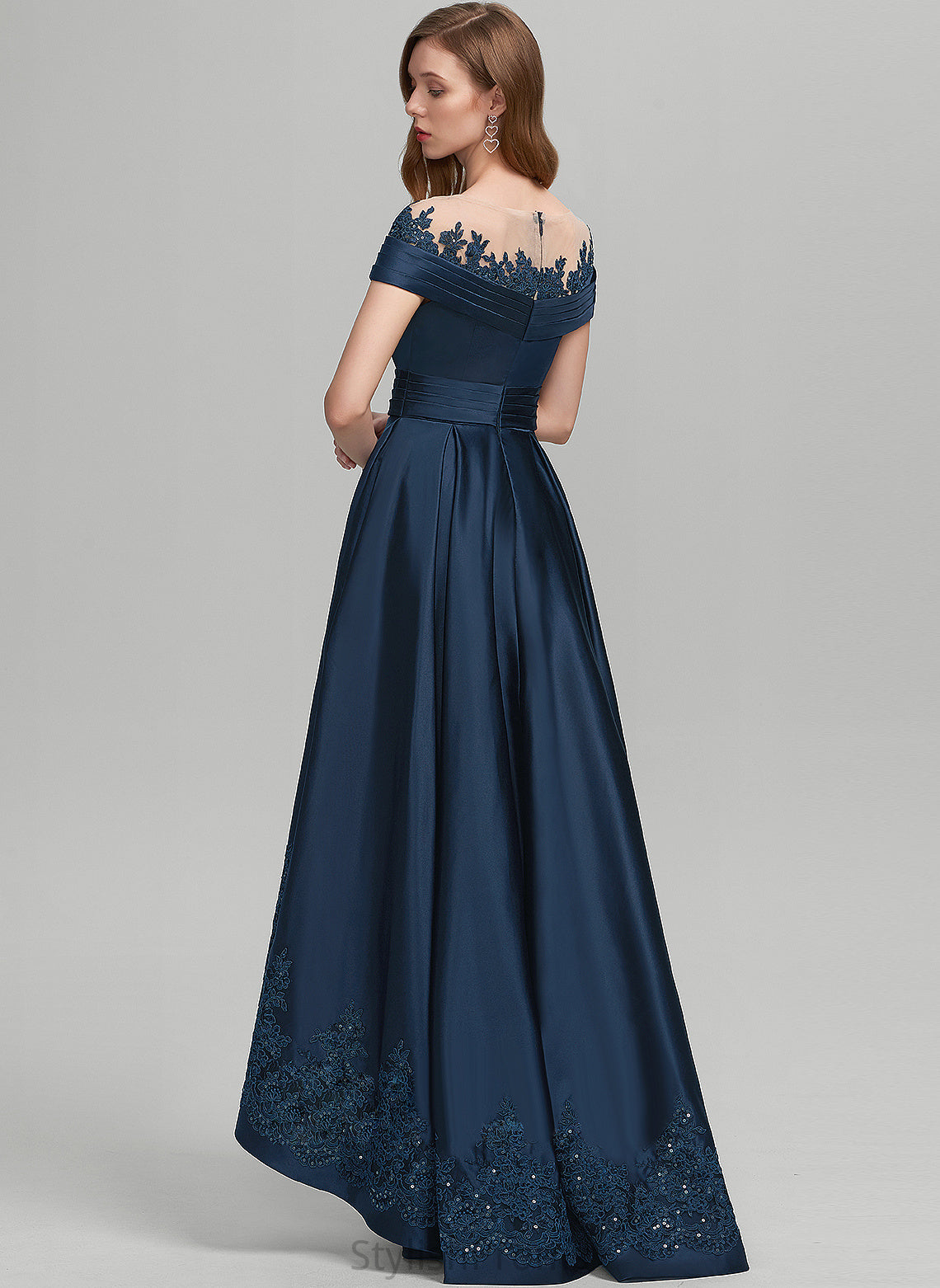 Asymmetrical Catalina Satin Ball-Gown/Princess Prom Dresses With Scoop Sequins Lace