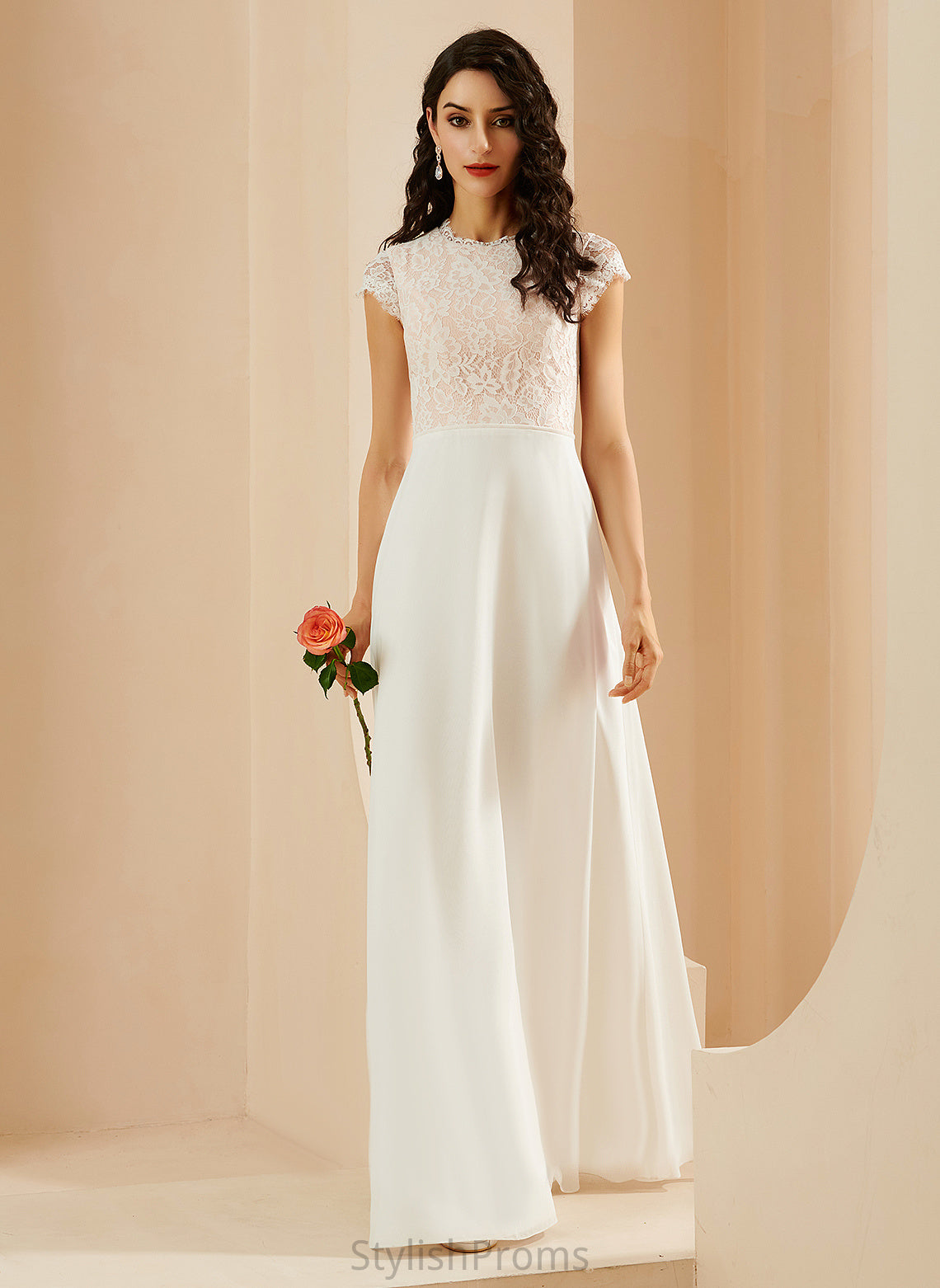 Lace Kylie Dress Wedding Dresses Floor-Length With Scoop Chiffon Wedding Neck A-Line