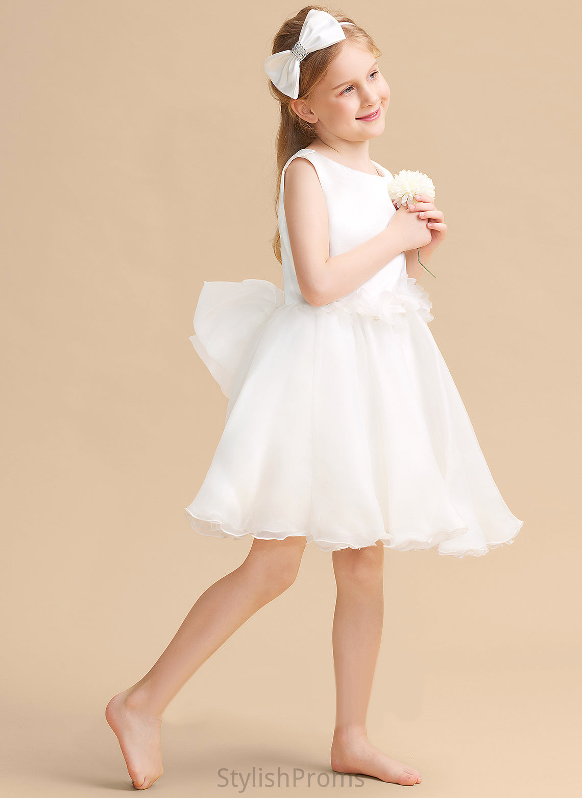 Dress Scoop Neck Sleeveless Knee-length Flower Organza Girl A-Line - Mayra Flower Girl Dresses