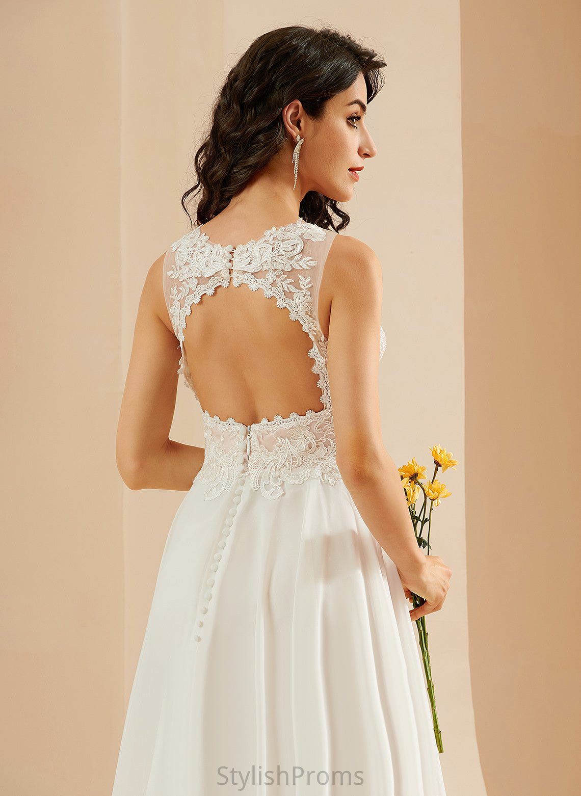 Wedding Dresses Sequins With Lace V-neck Lilyana Chiffon A-Line Knee-Length Dress Wedding