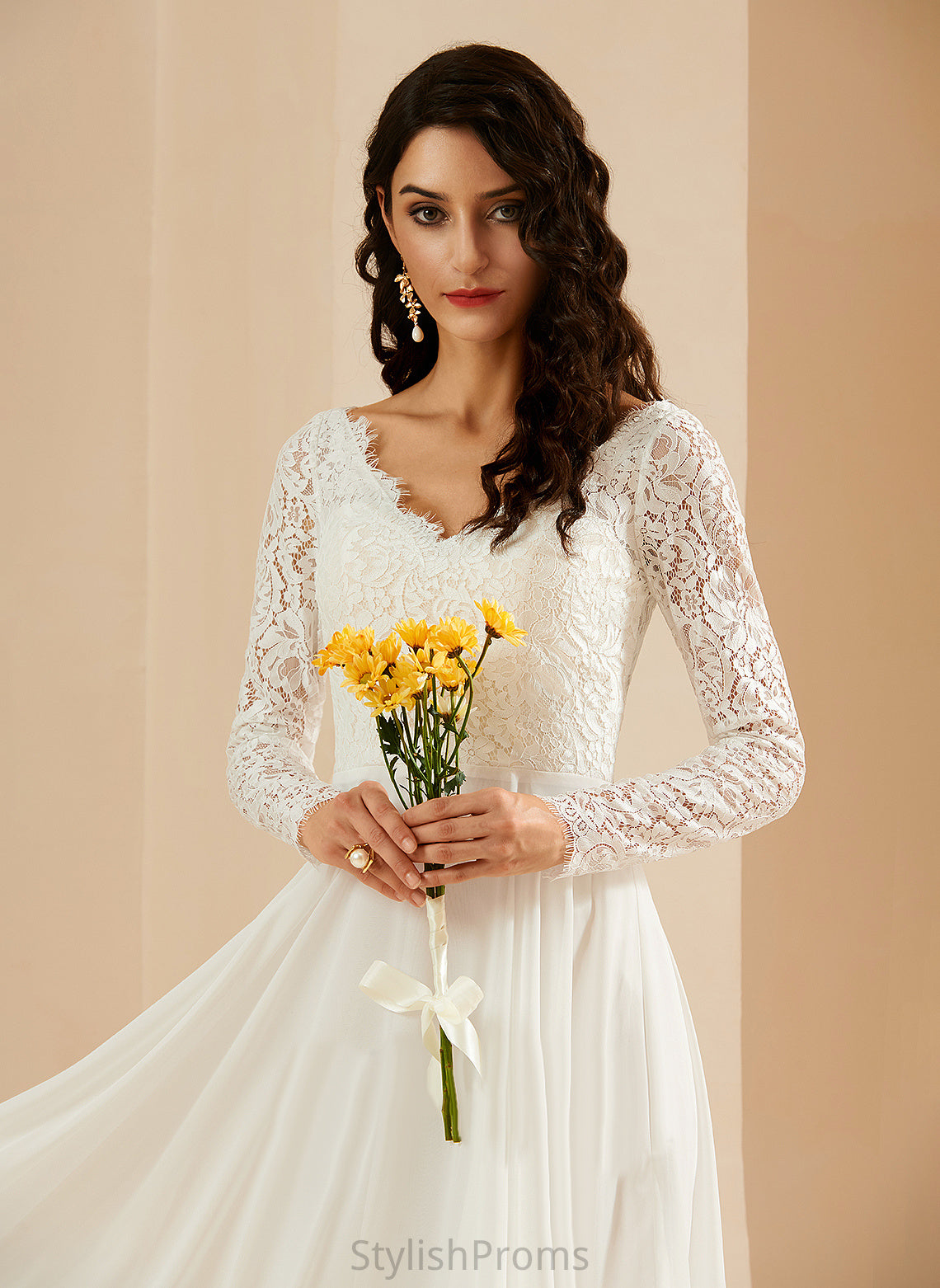 Lace Mya With V-neck Wedding Dresses Dress Chiffon Train A-Line Sweep Wedding