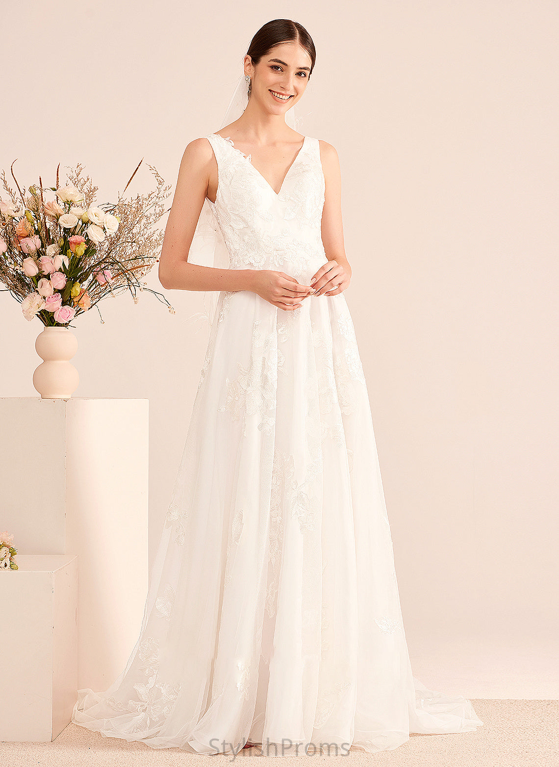 Lace Train Patricia Wedding With A-Line Dress Wedding Dresses Court V-neck