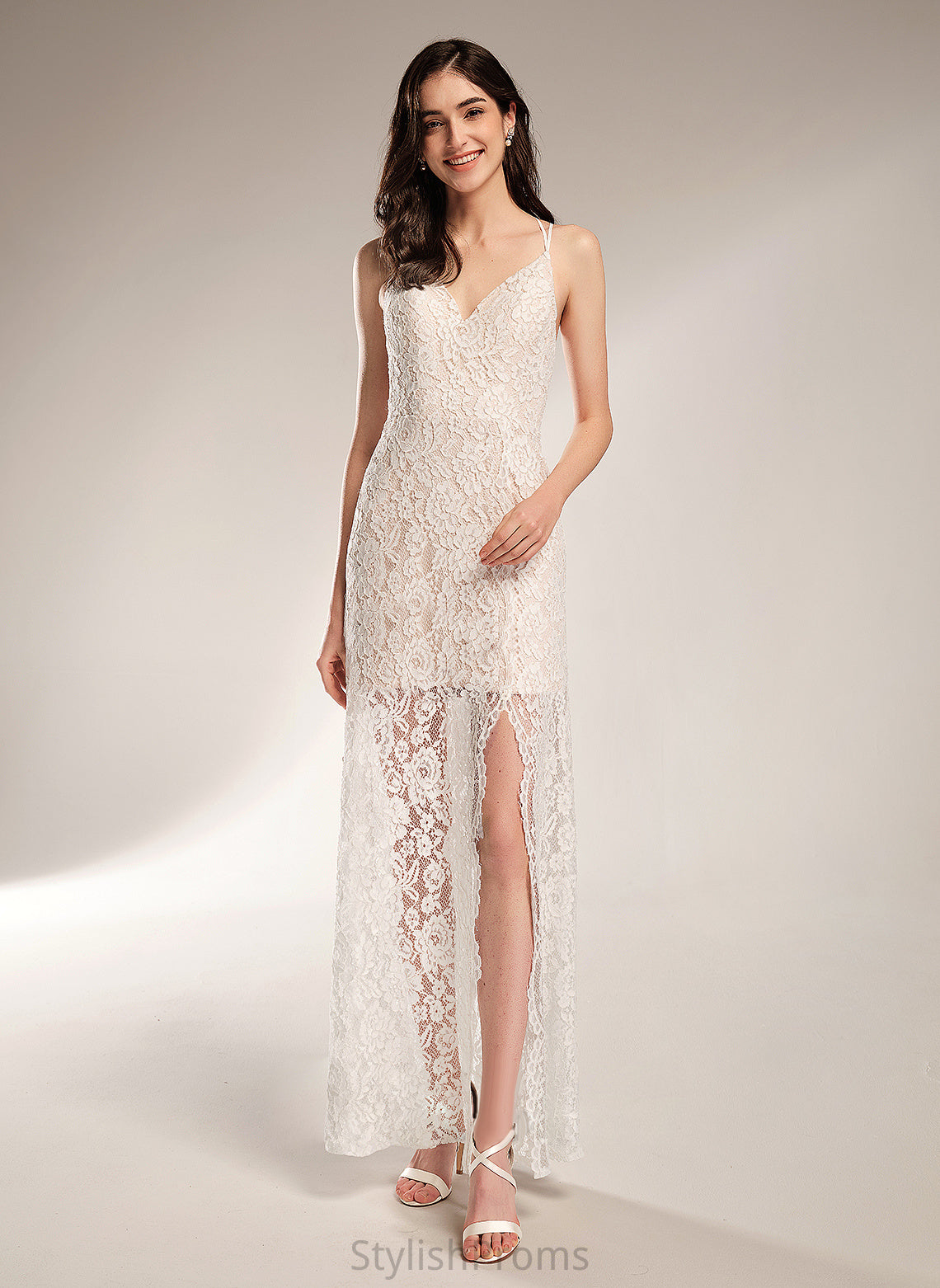 Dress Wedding Lace Wedding Dresses V-neck Kyra Floor-Length Sheath/Column