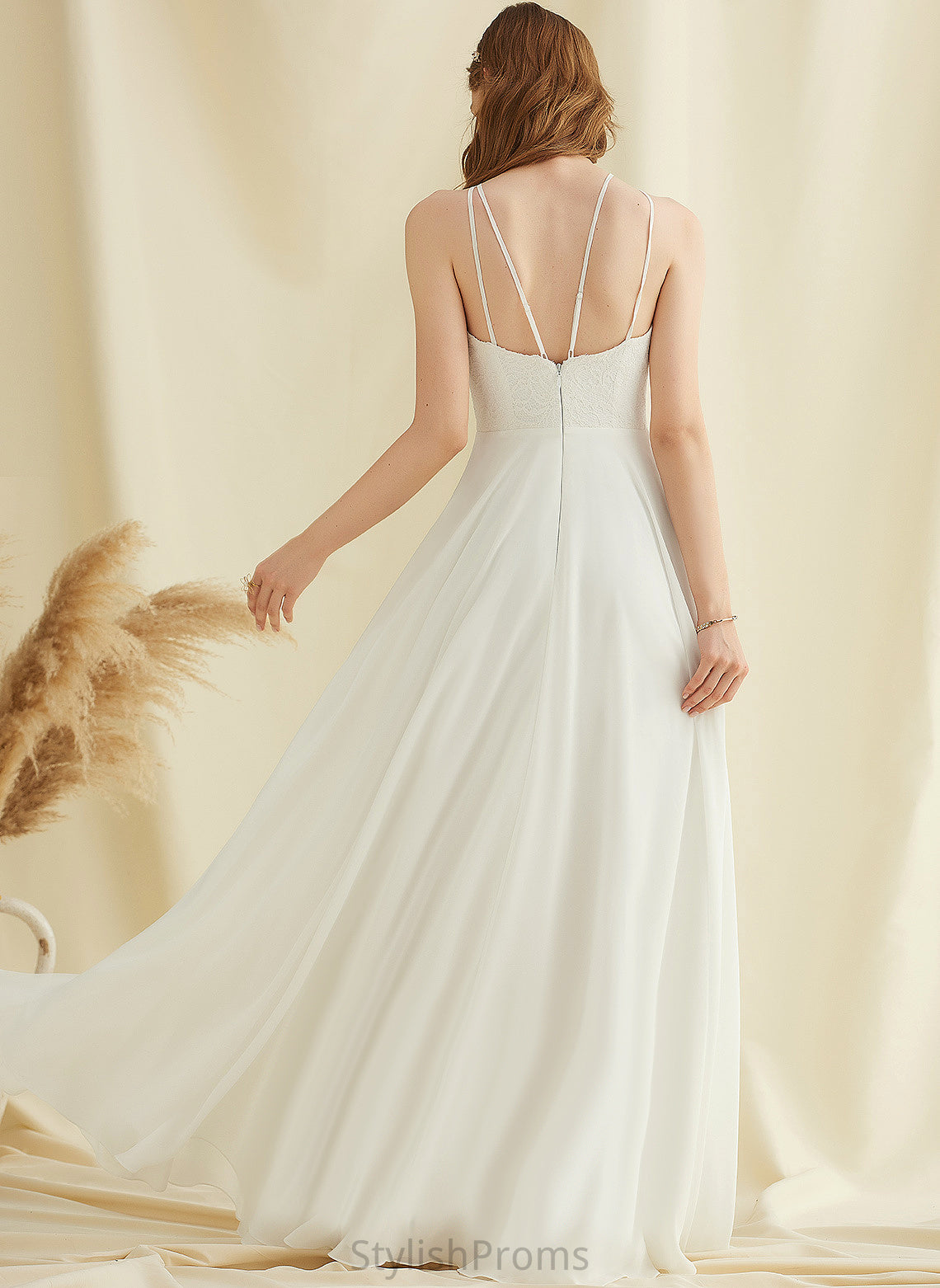 Alivia Chiffon A-Line Dress Floor-Length Lace Wedding Dresses Wedding