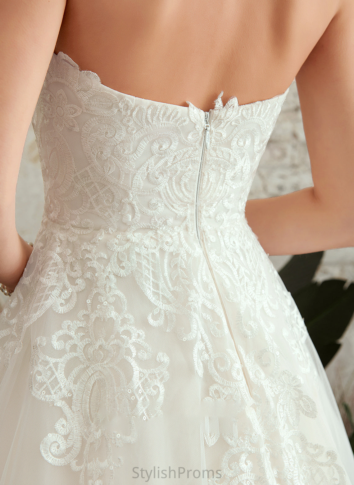 Court Train Wedding Lace A-Line Sweetheart Dress With Gwen Wedding Dresses