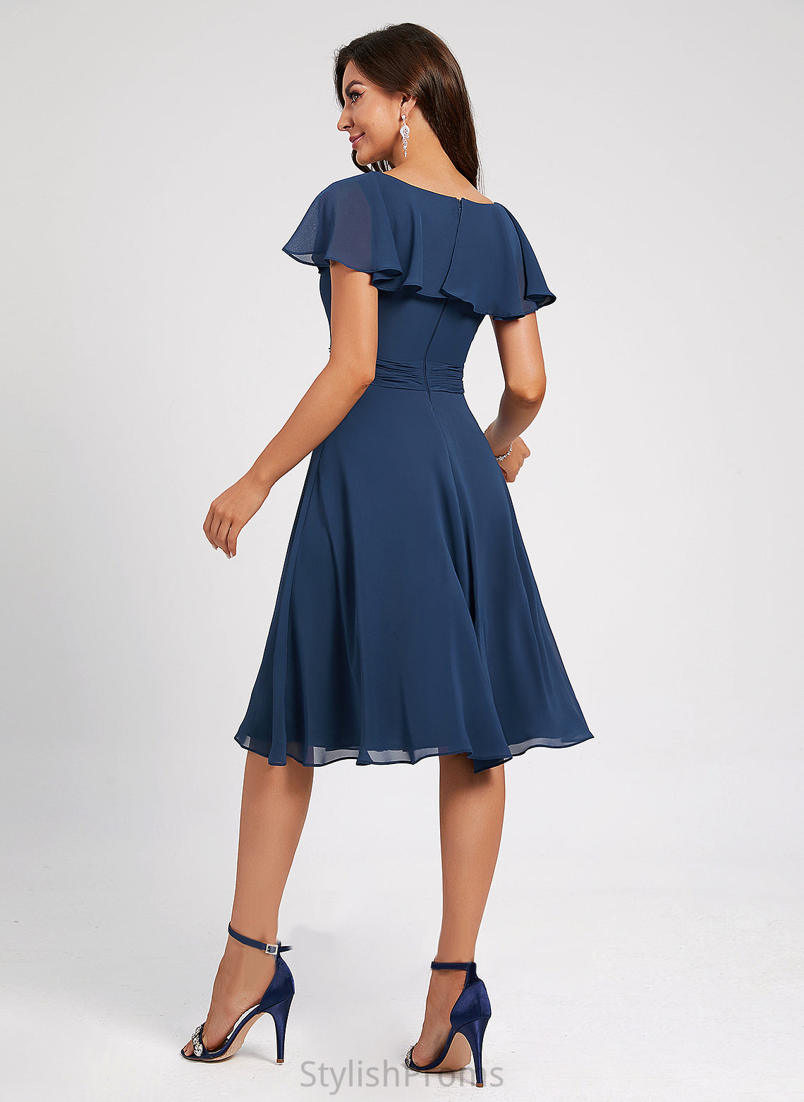 Scoop A-Line Neck Knee-Length Cocktail Chiffon With Cocktail Dresses Ruffle Dress Pleated Ruth