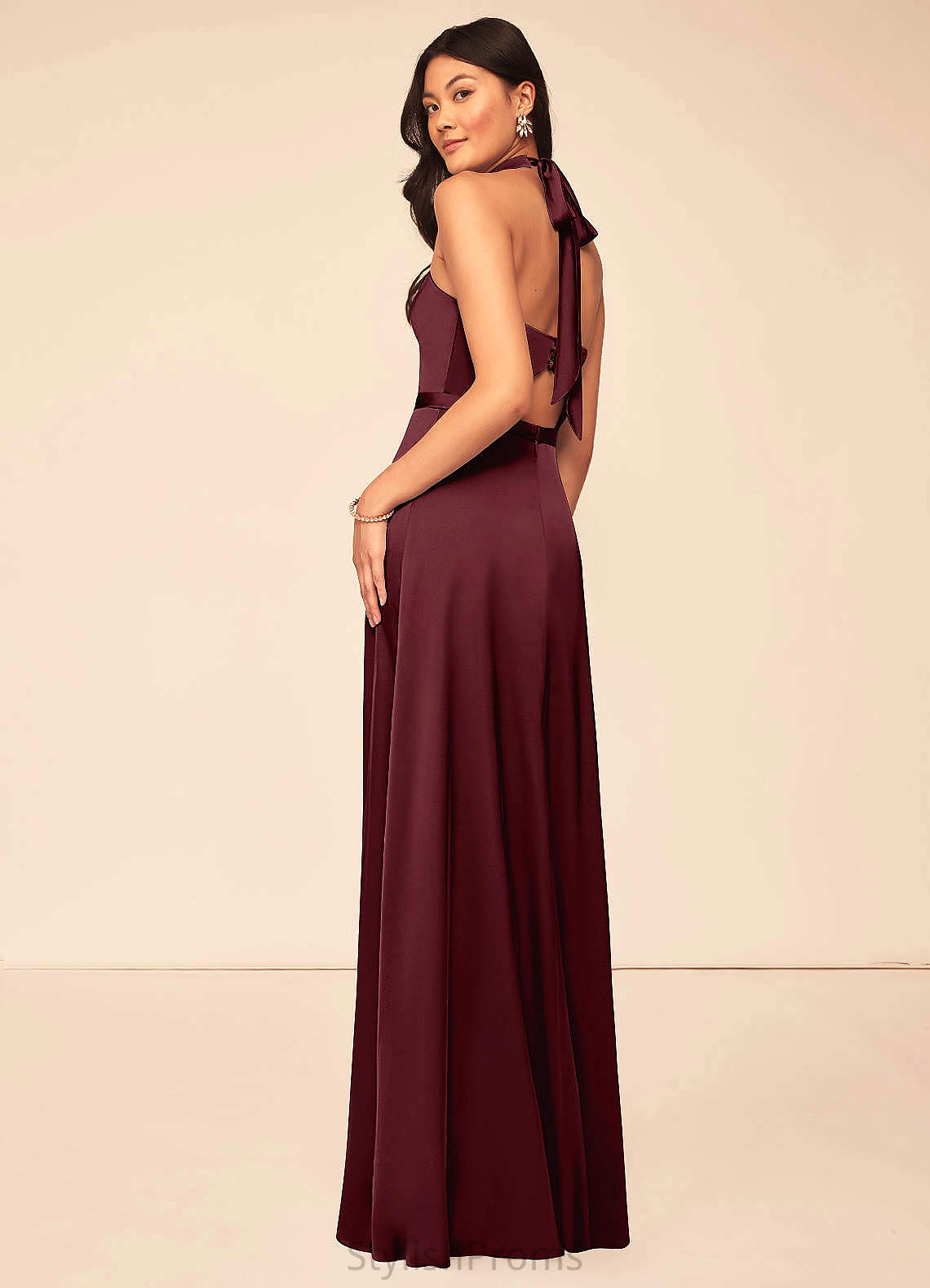 Cara Sleeveless Trumpet/Mermaid Spaghetti Staps Natural Waist Floor Length Bridesmaid Dresses