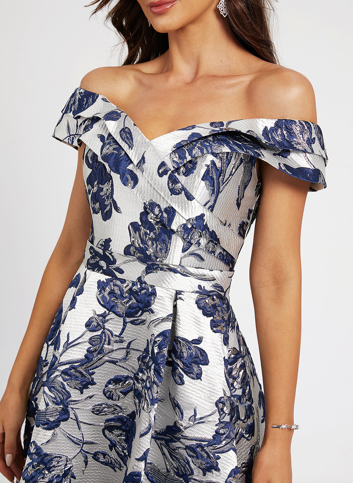 Flower(s) Cocktail Dresses With Off-the-Shoulder Satin Cocktail Asymmetrical Carlee A-Line Dress