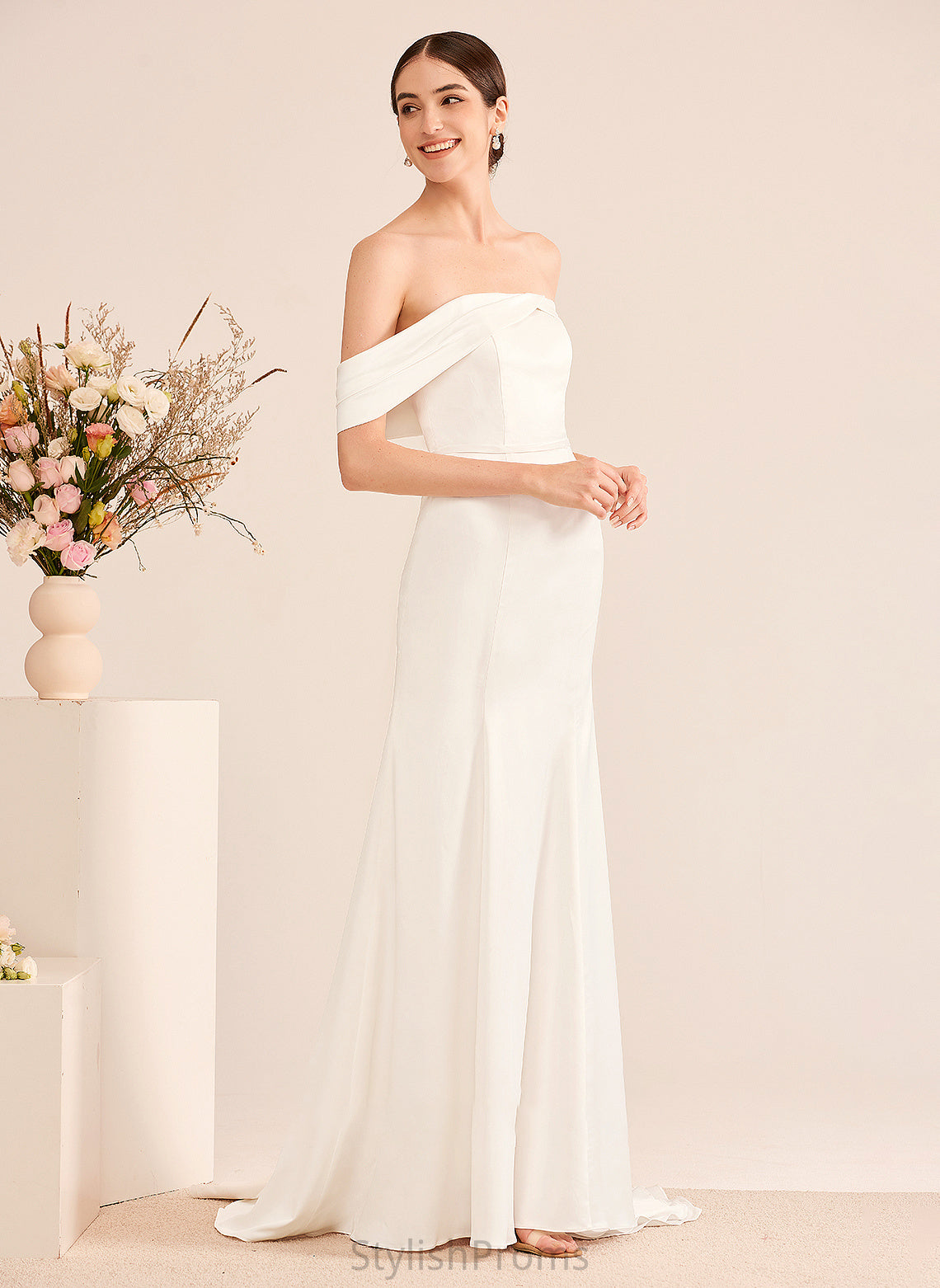 Train Dress Wedding Sweep Off-the-Shoulder Trumpet/Mermaid Ruffle Kiera With Wedding Dresses