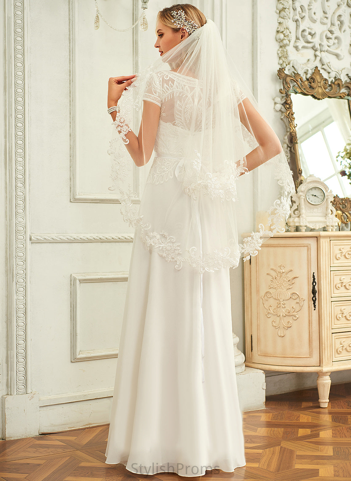 Chiffon Wedding Sequins Wedding Dresses Lace With Dress Floor-Length Scoop Louise