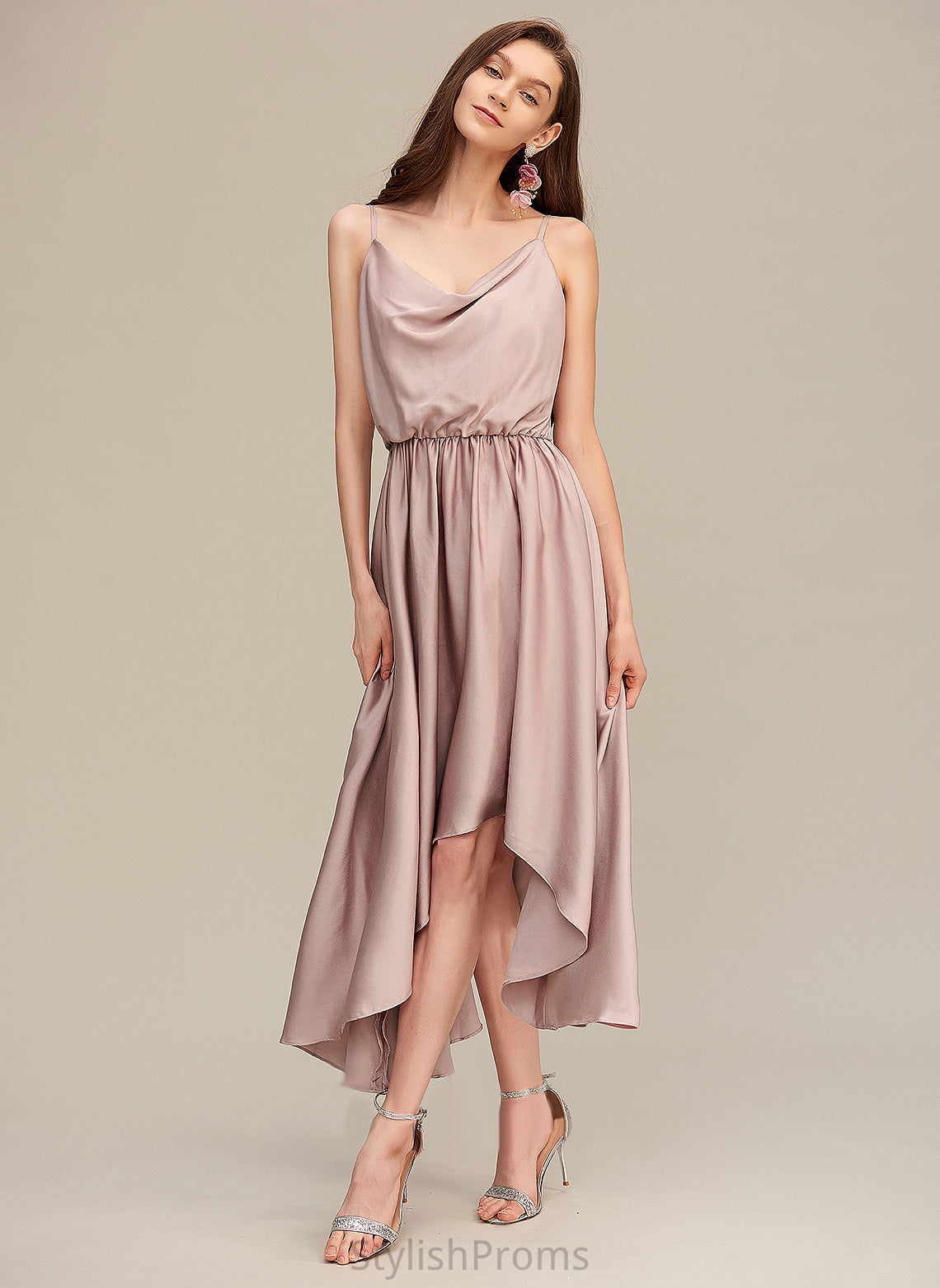 A-Line Blends Cocktail Neck Tatiana Dress Cocktail Dresses Cotton Asymmetrical Cowl