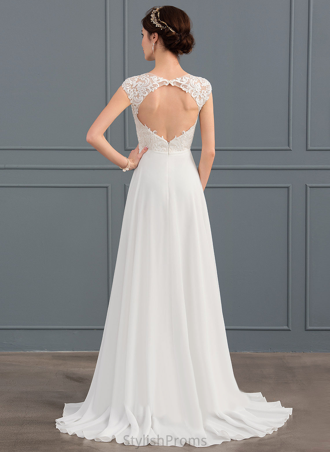 With V-neck Front Lace Dress A-Line Alexia Chiffon Wedding Wedding Dresses Split Train Sweep