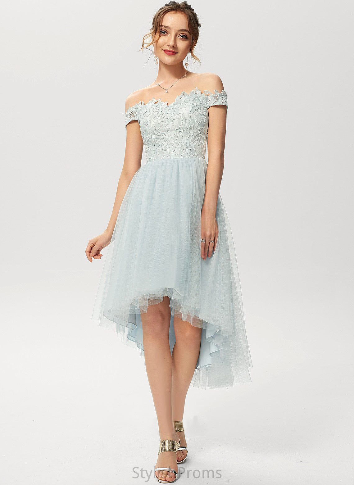 Lace A-Line Off-the-Shoulder Cocktail Dresses Aria Cocktail Tulle Dress Asymmetrical