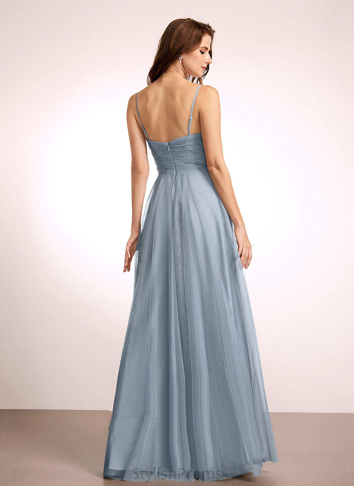 Tulle V-neck Neckline Straps&Sleeves Lace A-Line Silhouette Fabric Floor-Length Length Genesis Floor Length Bridesmaid Dresses