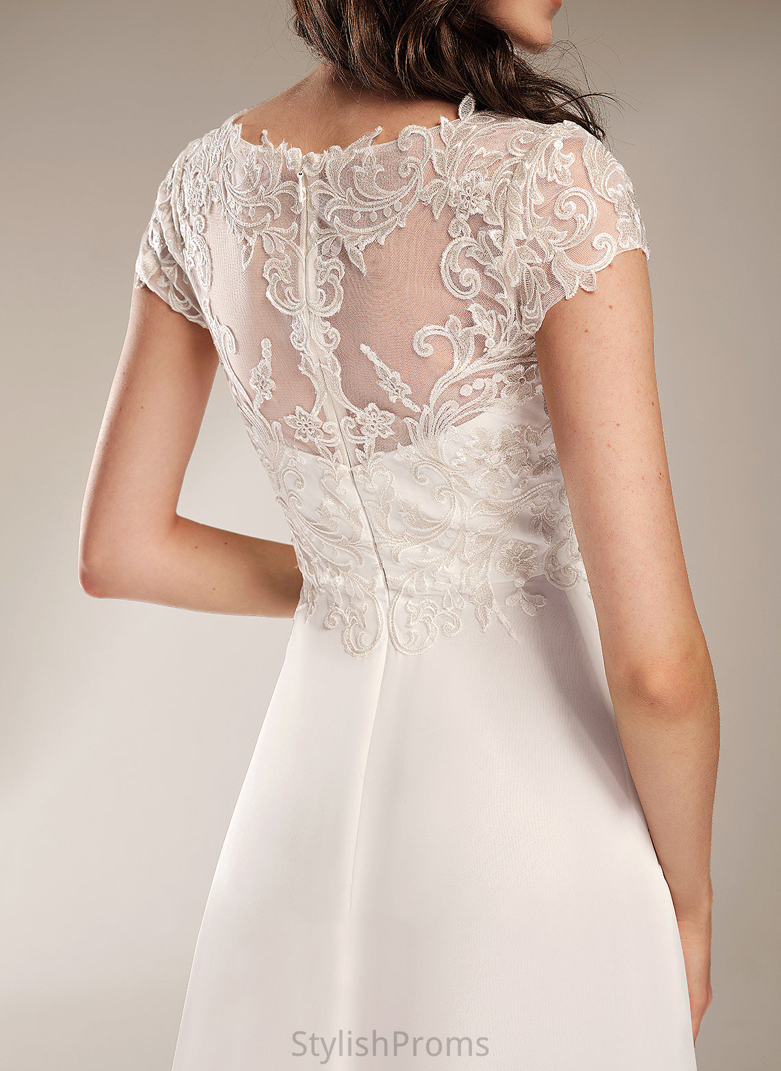 Dress V-neck Eve Asymmetrical A-Line Lace Wedding With Chiffon Wedding Dresses