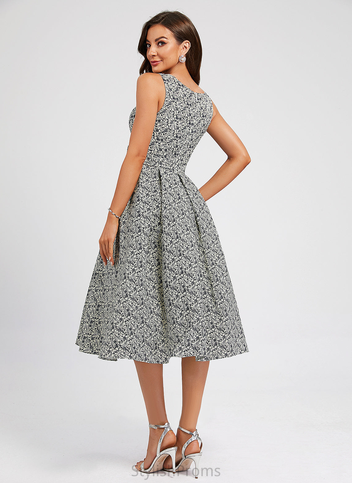 Fernanda Cocktail Dresses Pockets Knee-Length Bow(s) A-Line With V-neck Satin Dress Cocktail