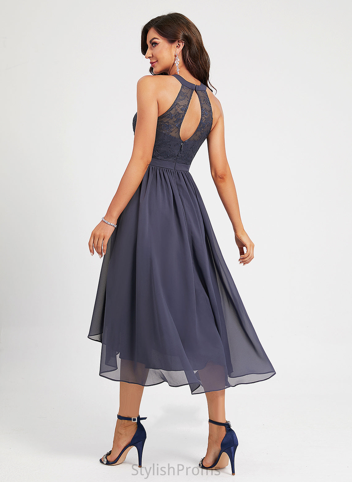 Chiffon Scoop Neck Asymmetrical Sally A-Line Dress Cocktail Dresses Cocktail