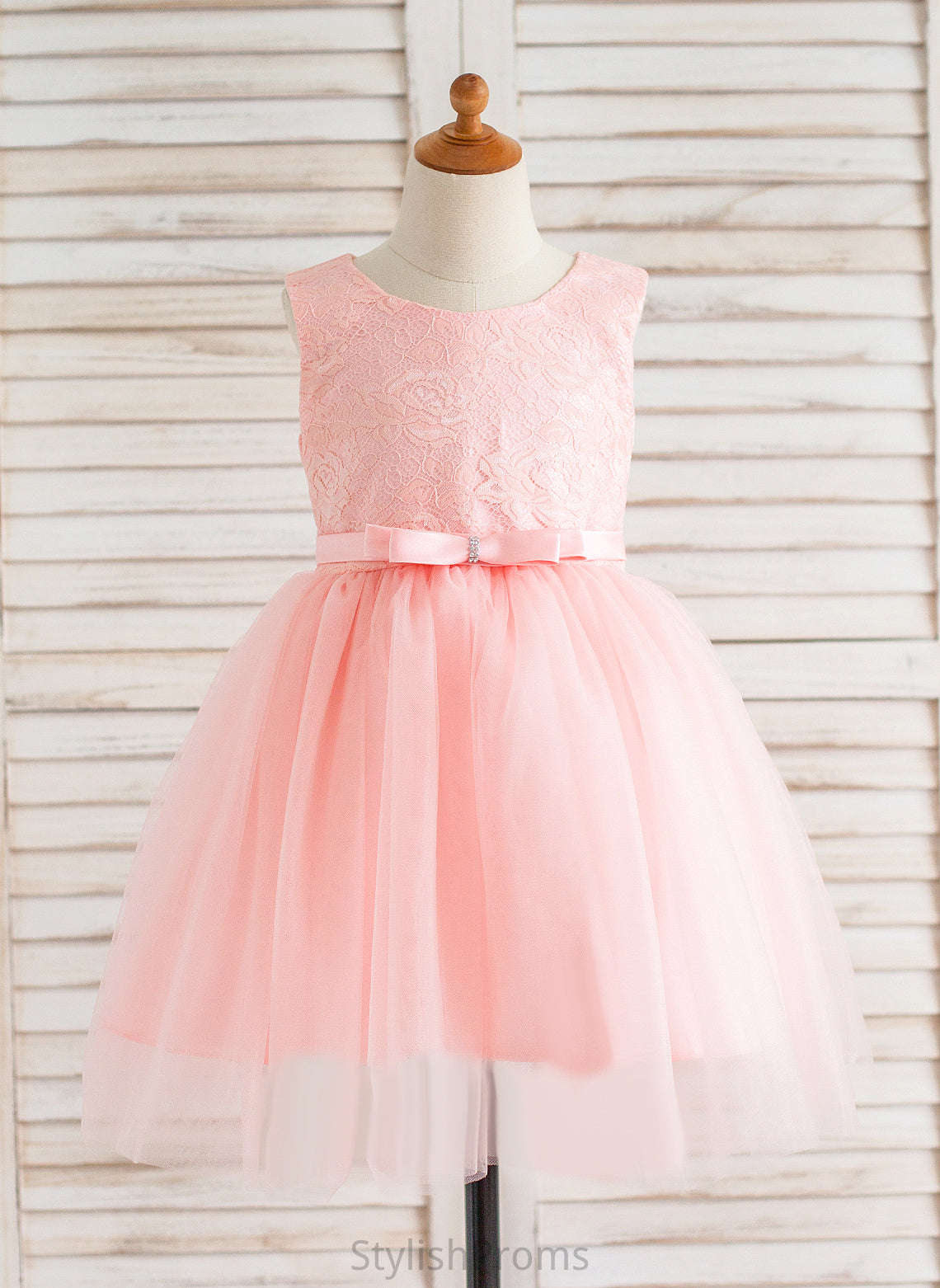 Dress Neck Girl Scoop Knee-length - Bow(s) Tulle/Lace Ball-Gown/Princess Flower Girl Dresses Flower Kimora Sleeveless With