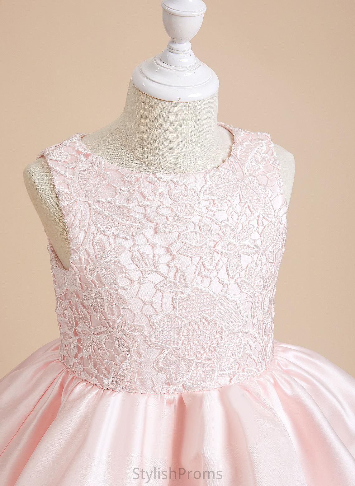 Flower Girl Dresses Flower Neck Scoop Zaria - Girl Satin/Lace Sleeveless Short/Mini Dress A-Line