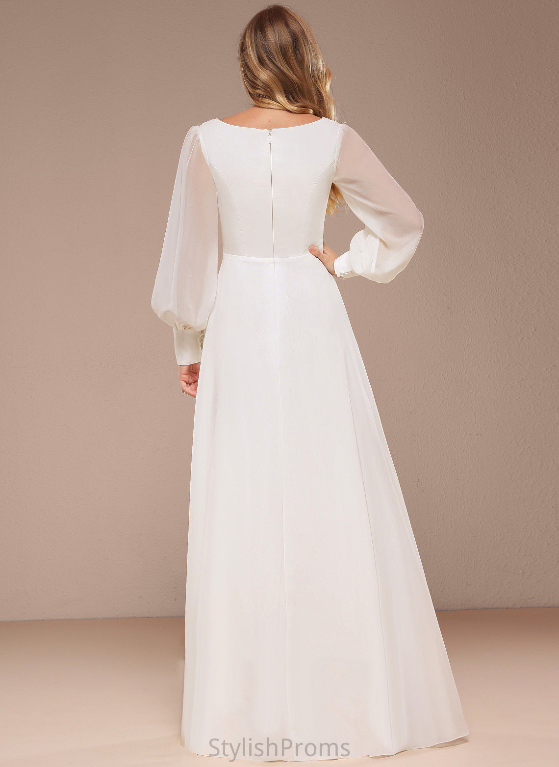 Wedding Dresses V-neck Vicky Floor-Length A-Line With Dress Lace Wedding Chiffon Sequins