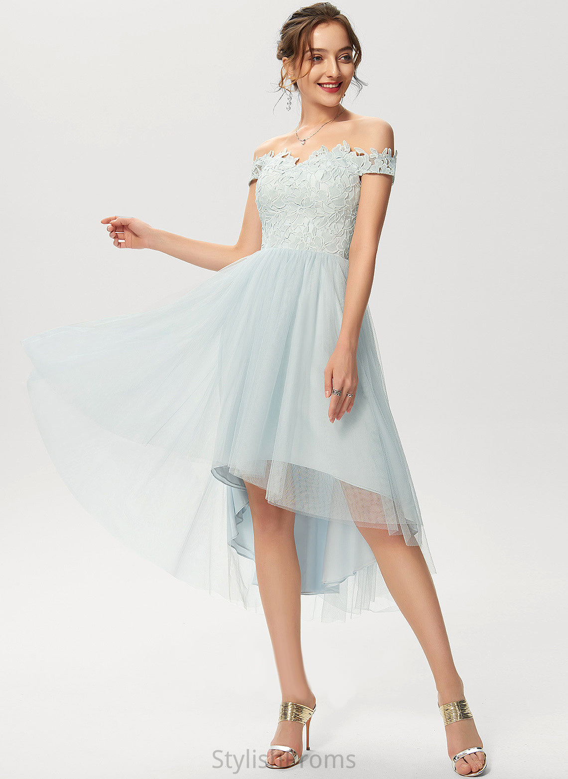 Lace A-Line Off-the-Shoulder Cocktail Dresses Aria Cocktail Tulle Dress Asymmetrical