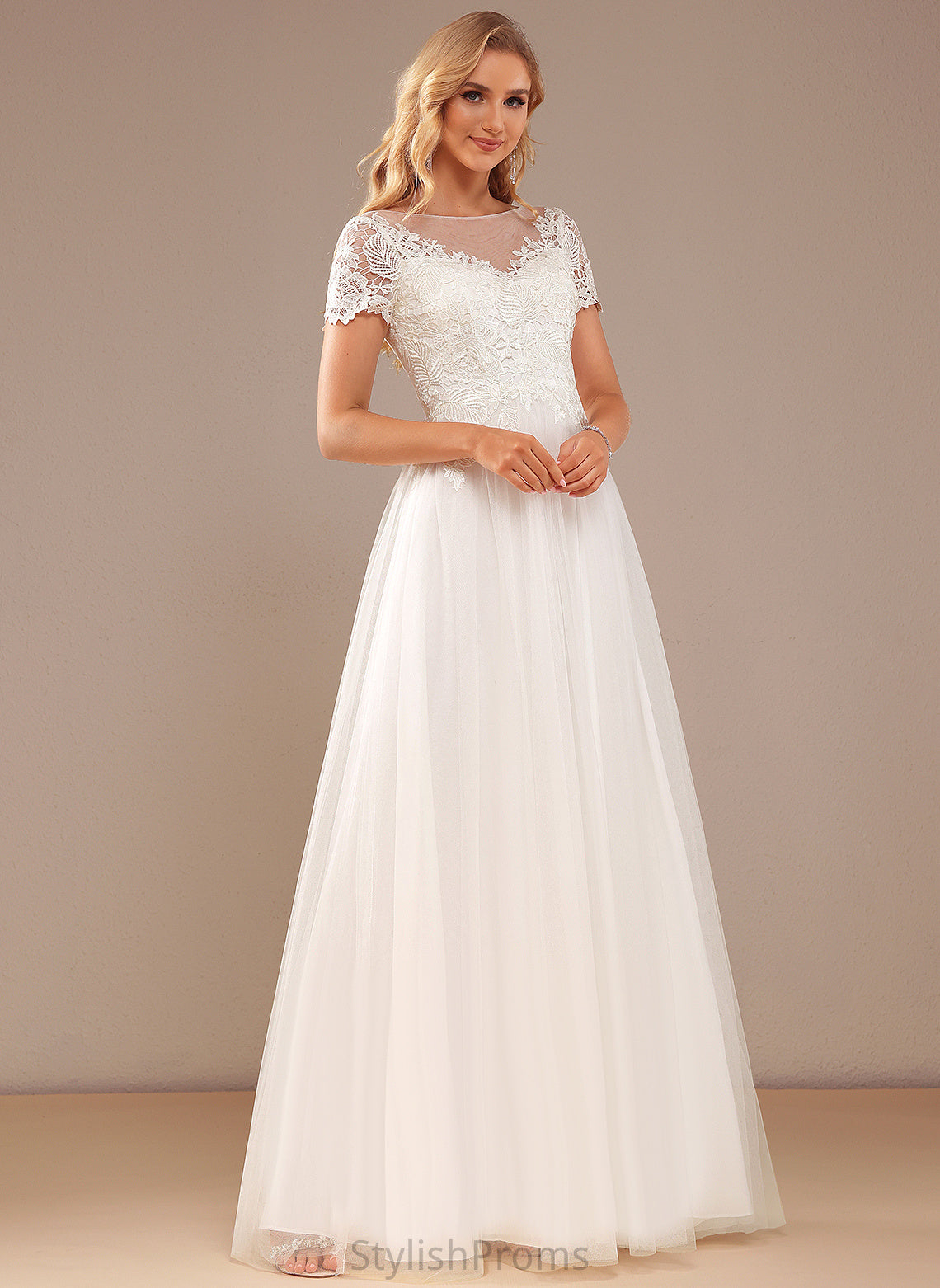 Tulle Kaylin Wedding Dresses Lace With Lace Dress Neck Scoop A-Line Floor-Length Wedding