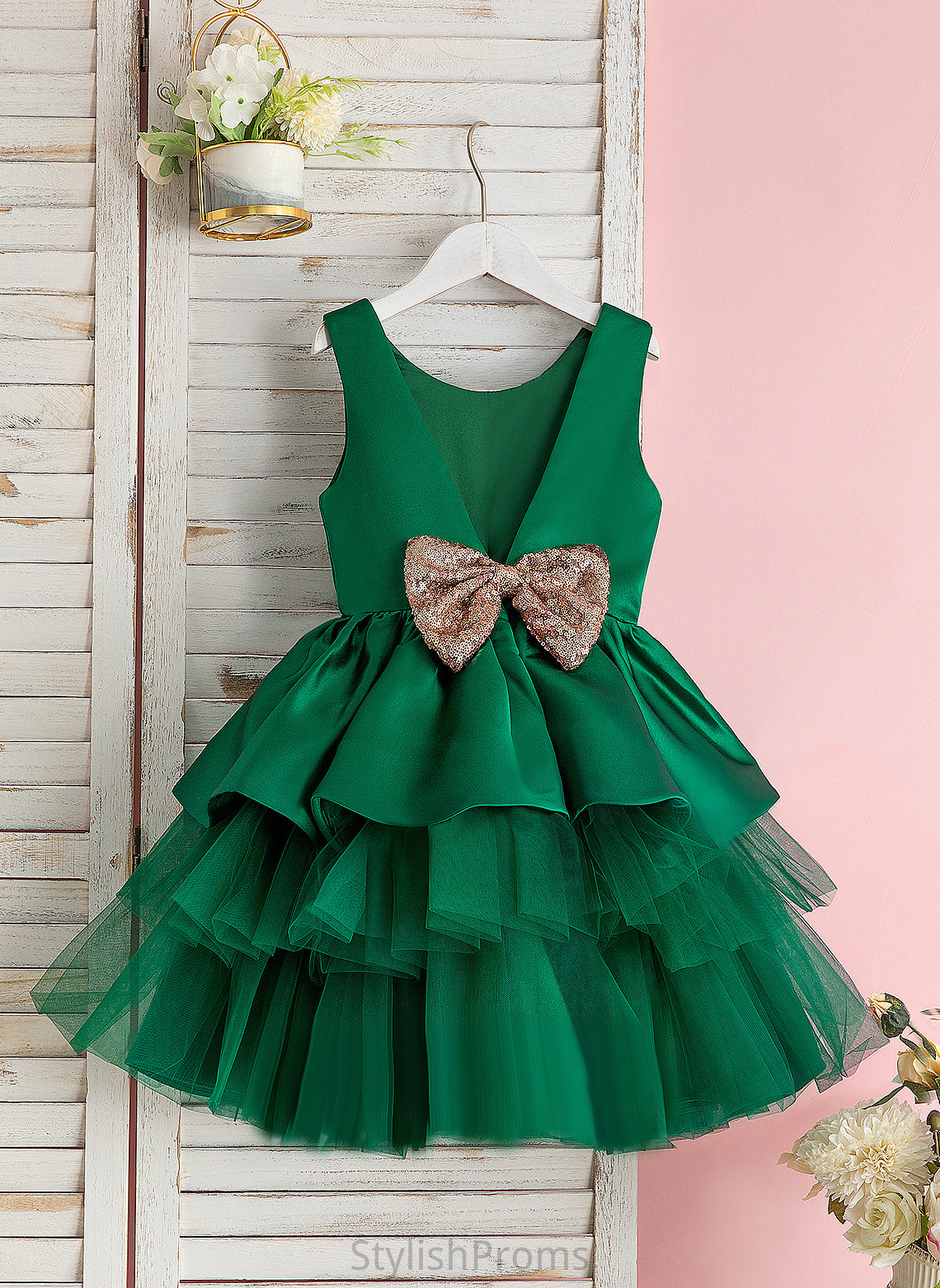 Flower Knee-length Neck Myah Ball-Gown/Princess Bow(s) With Flower Girl Dresses Scoop Tulle - Girl Dress Sleeveless