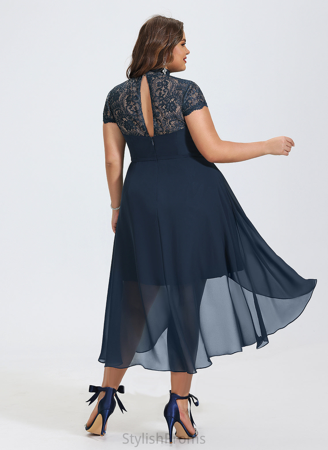 High Cocktail Cocktail Dresses Neck A-Line Abbie Chiffon Dress Asymmetrical