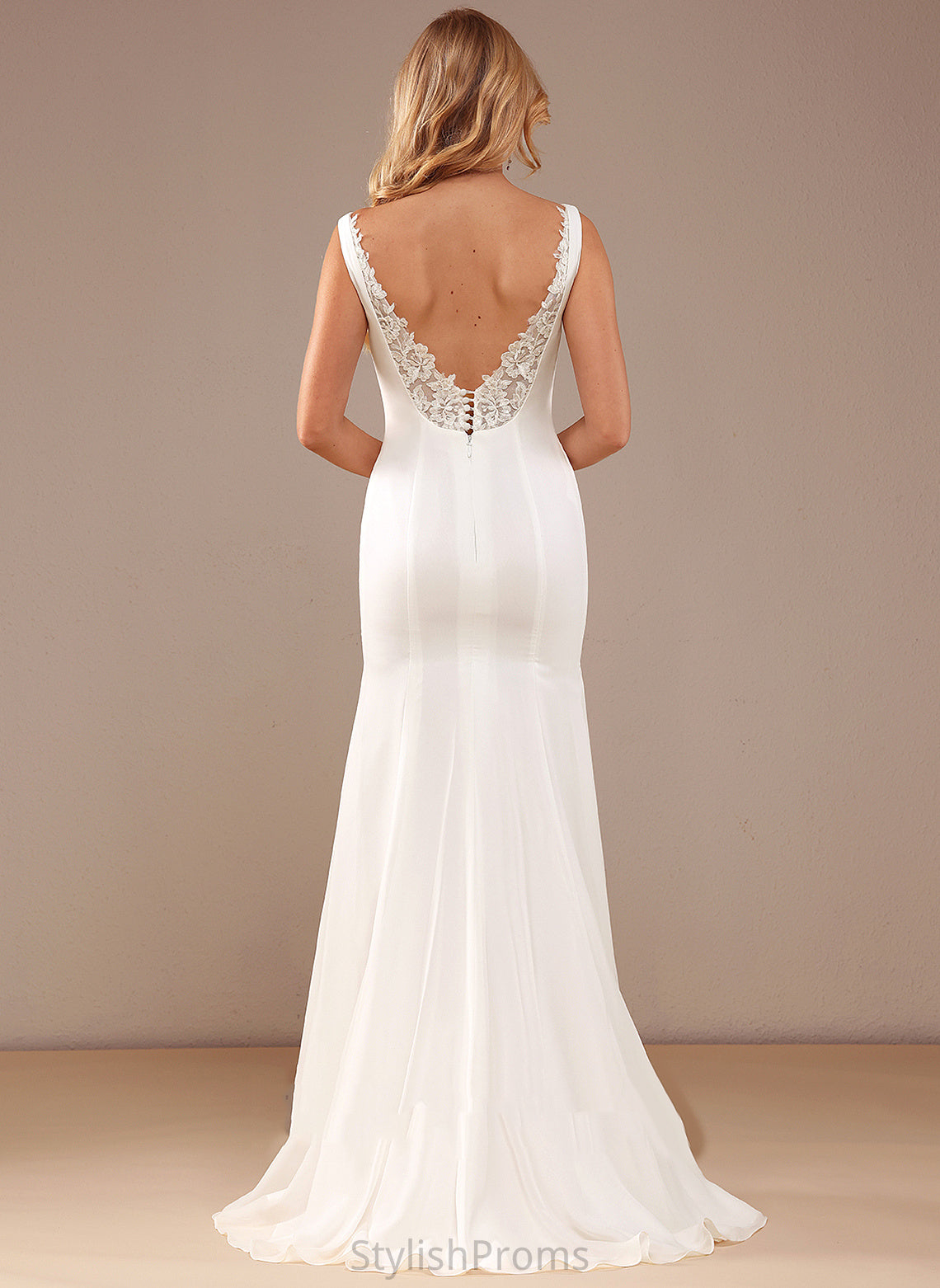 Wedding Dresses Dress Wedding Trumpet/Mermaid Lace Square Neckline Nathalie Train Chiffon With Sweep