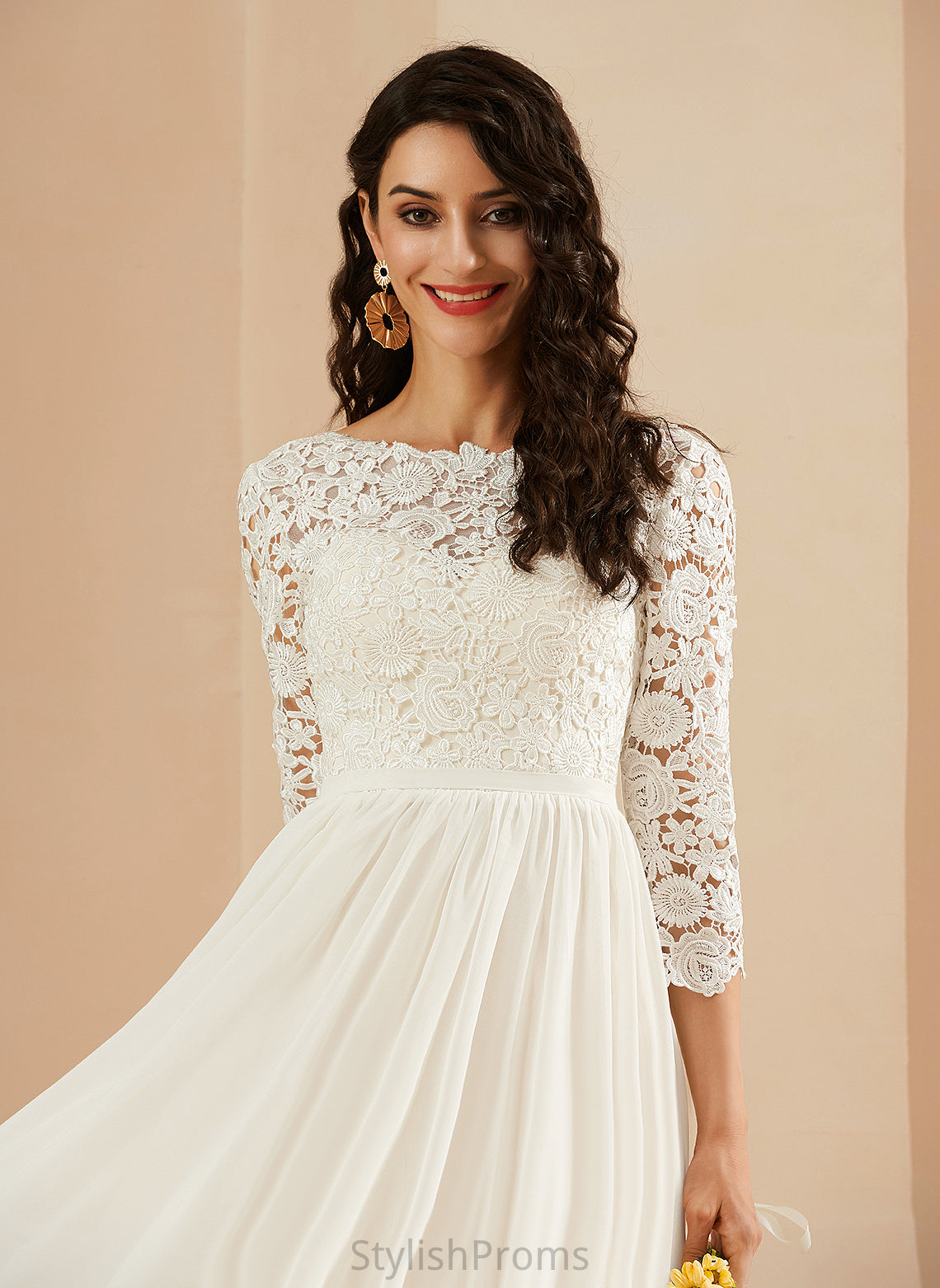 Neck Scoop Chiffon Lace Train Wedding Dresses Wedding A-Line With Zion Sweep Dress