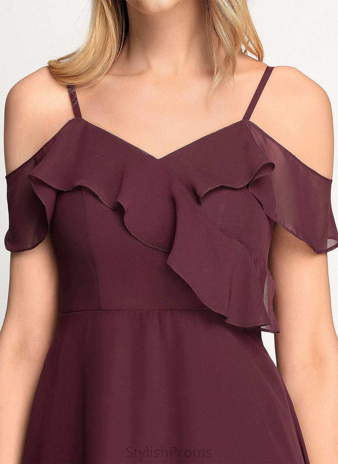 Cocktail Dresses Chiffon Off-the-Shoulder Dress Cocktail Asymmetrical Yamilet A-Line